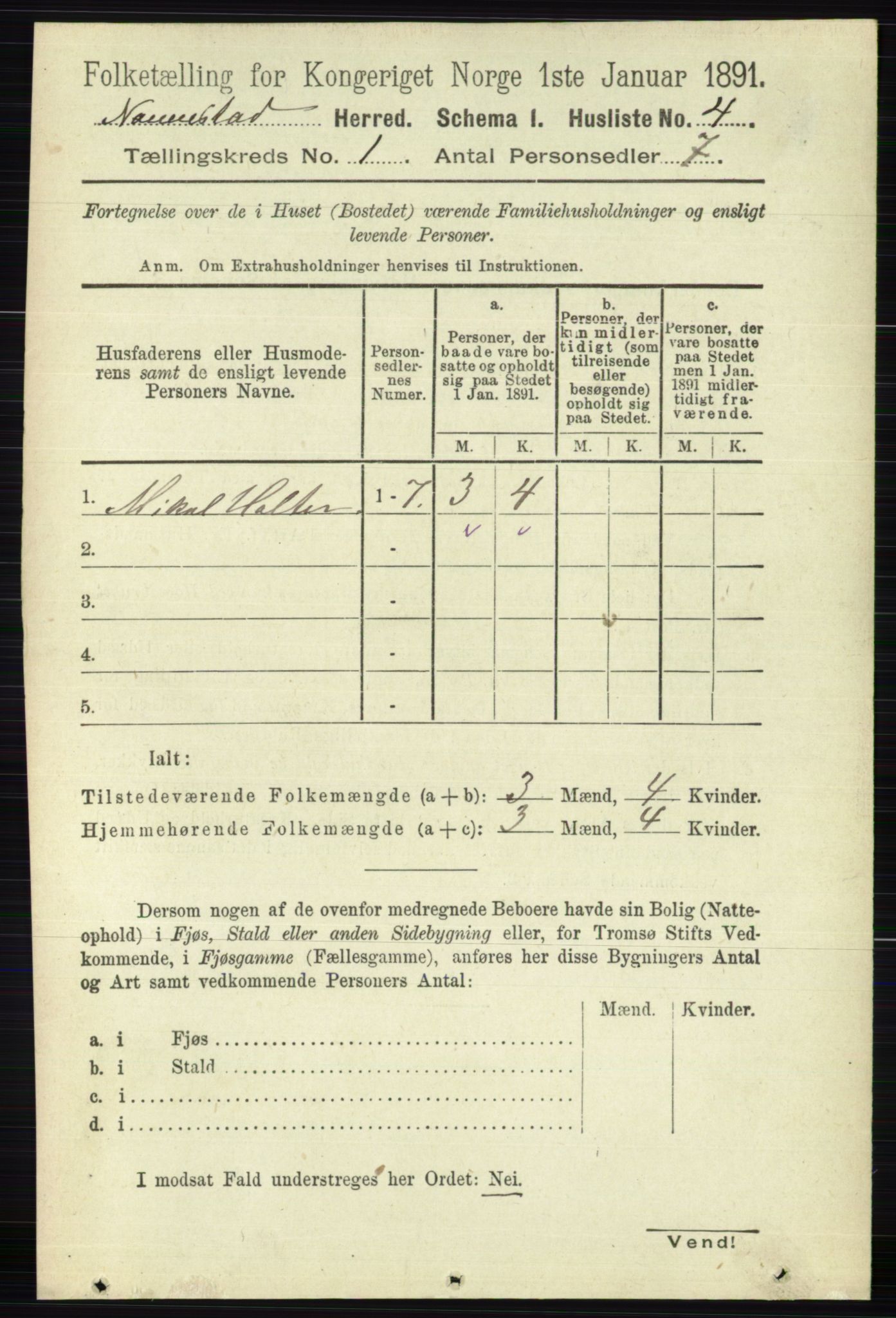 RA, 1891 census for 0238 Nannestad, 1891, p. 34