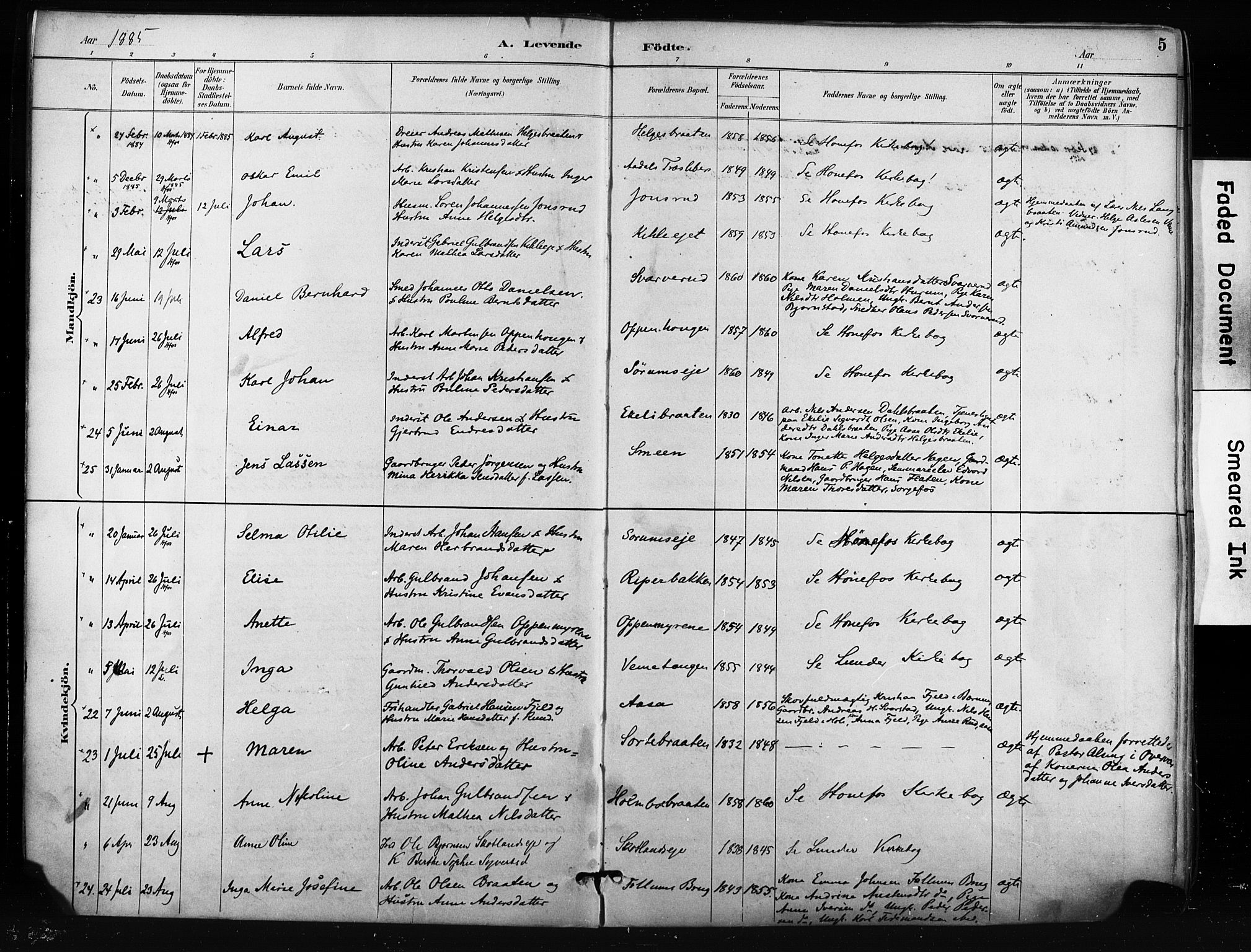 Norderhov kirkebøker, AV/SAKO-A-237/F/Fa/L0016: Parish register (official) no. 16, 1885-1902, p. 5