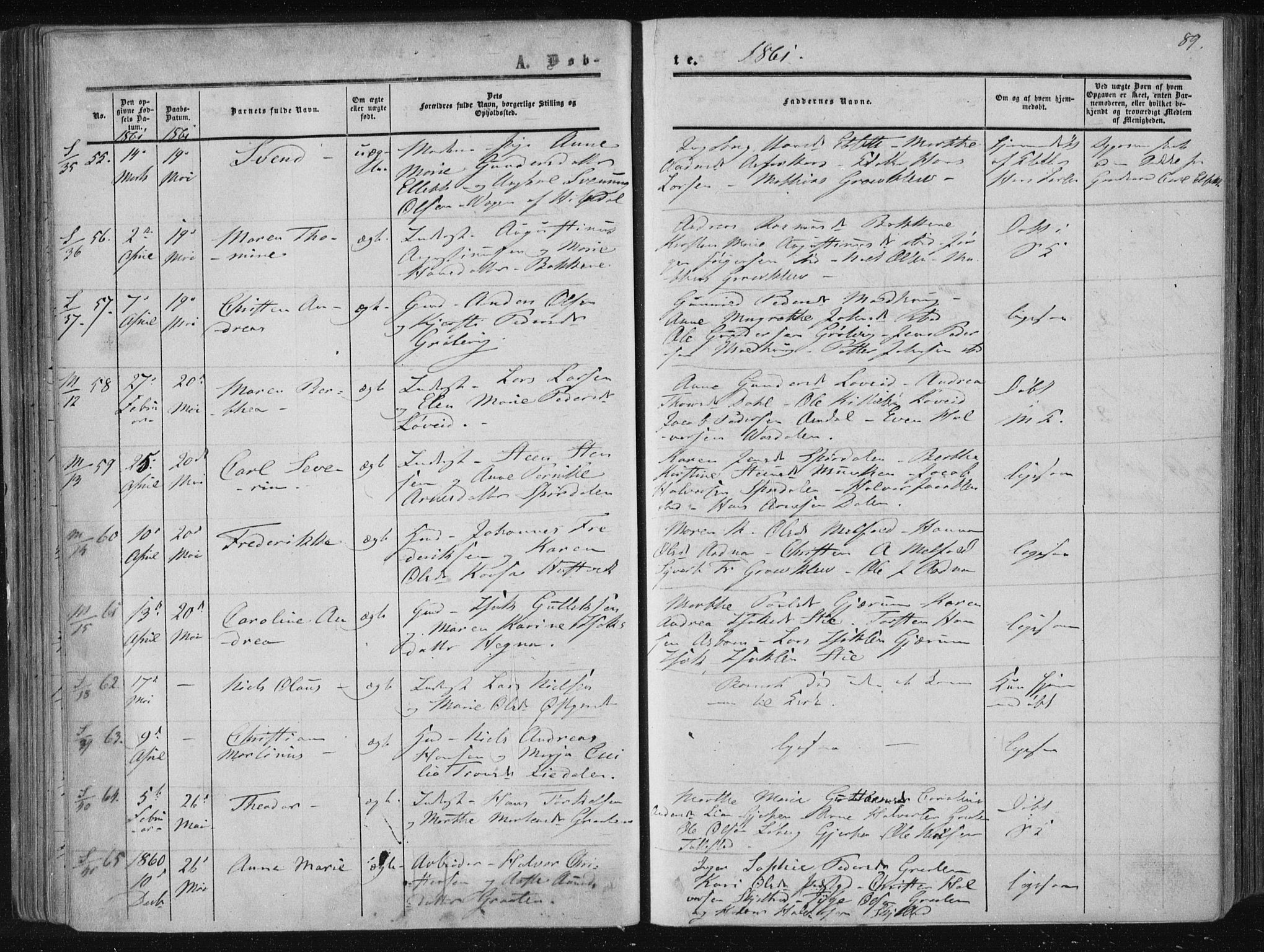 Solum kirkebøker, AV/SAKO-A-306/F/Fa/L0007: Parish register (official) no. I 7, 1856-1864, p. 89