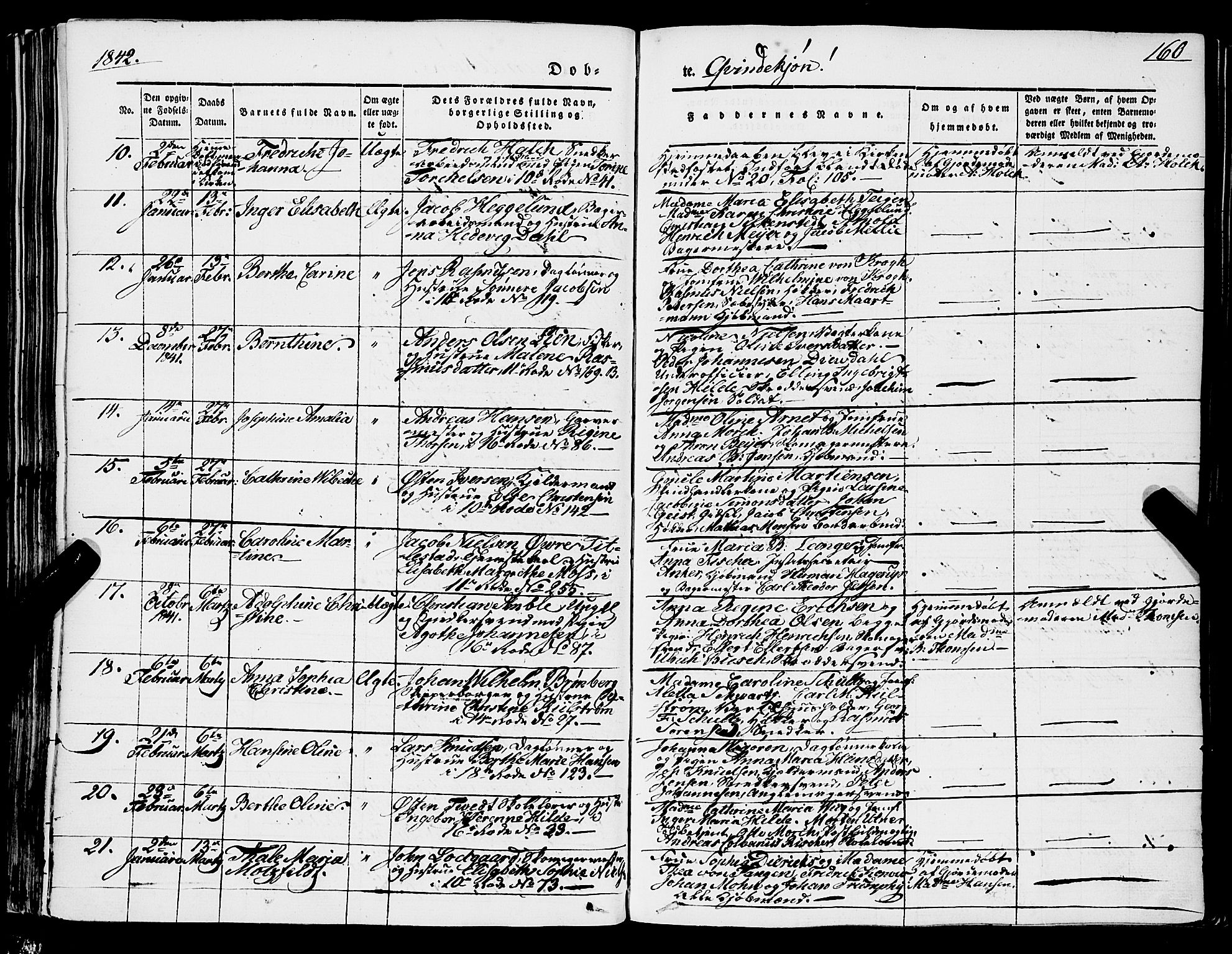 Domkirken sokneprestembete, AV/SAB-A-74801/H/Haa/L0019: Parish register (official) no. B 2, 1841-1851, p. 160