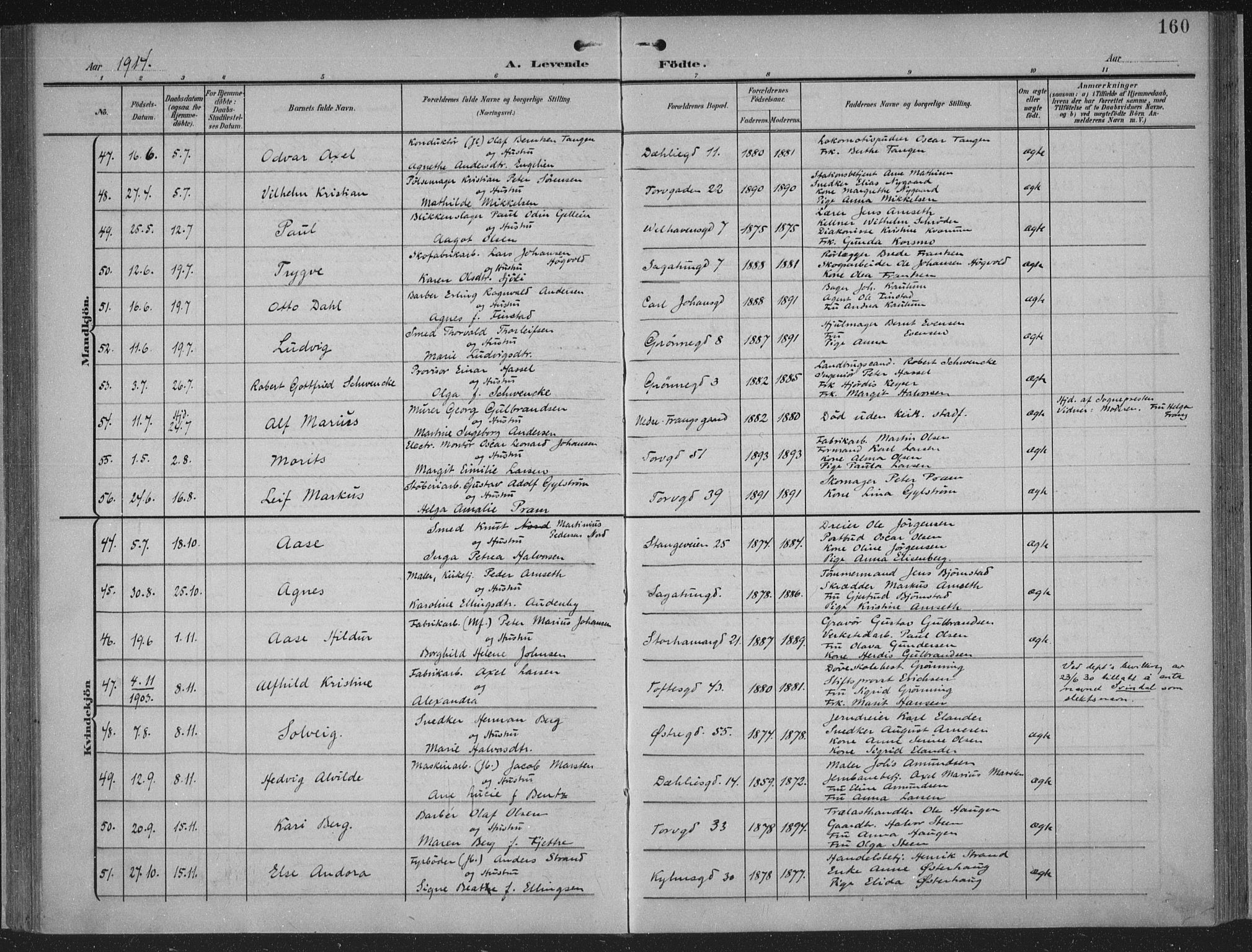 Hamar prestekontor, AV/SAH-DOMPH-002/H/Ha/Haa/L0001: Parish register (official) no. 1, 1900-1914, p. 160