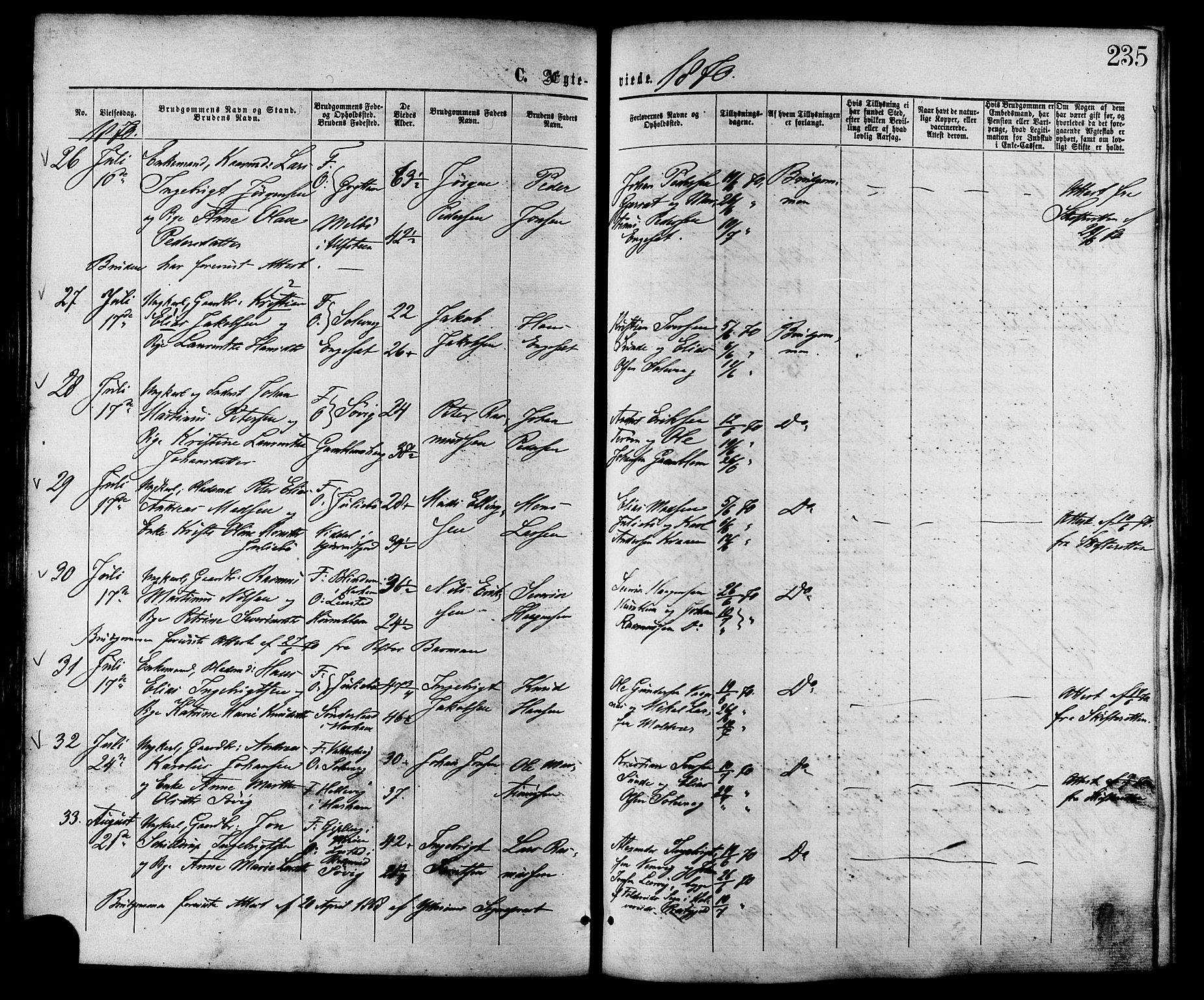 Ministerialprotokoller, klokkerbøker og fødselsregistre - Møre og Romsdal, AV/SAT-A-1454/528/L0399: Parish register (official) no. 528A10, 1864-1879, p. 235