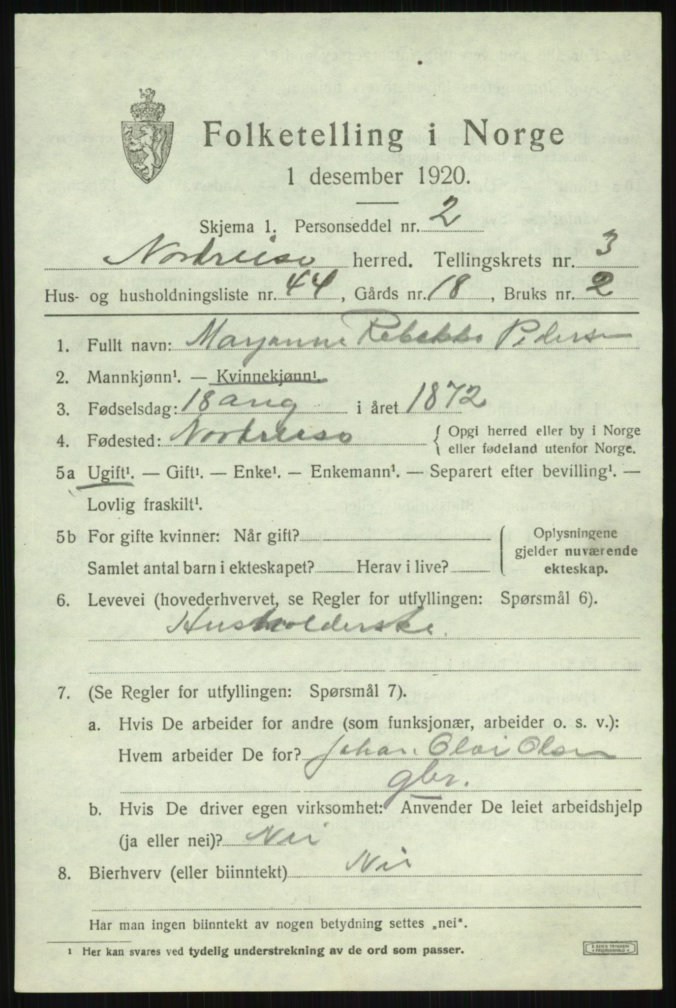 SATØ, 1920 census for Nordreisa, 1920, p. 1789