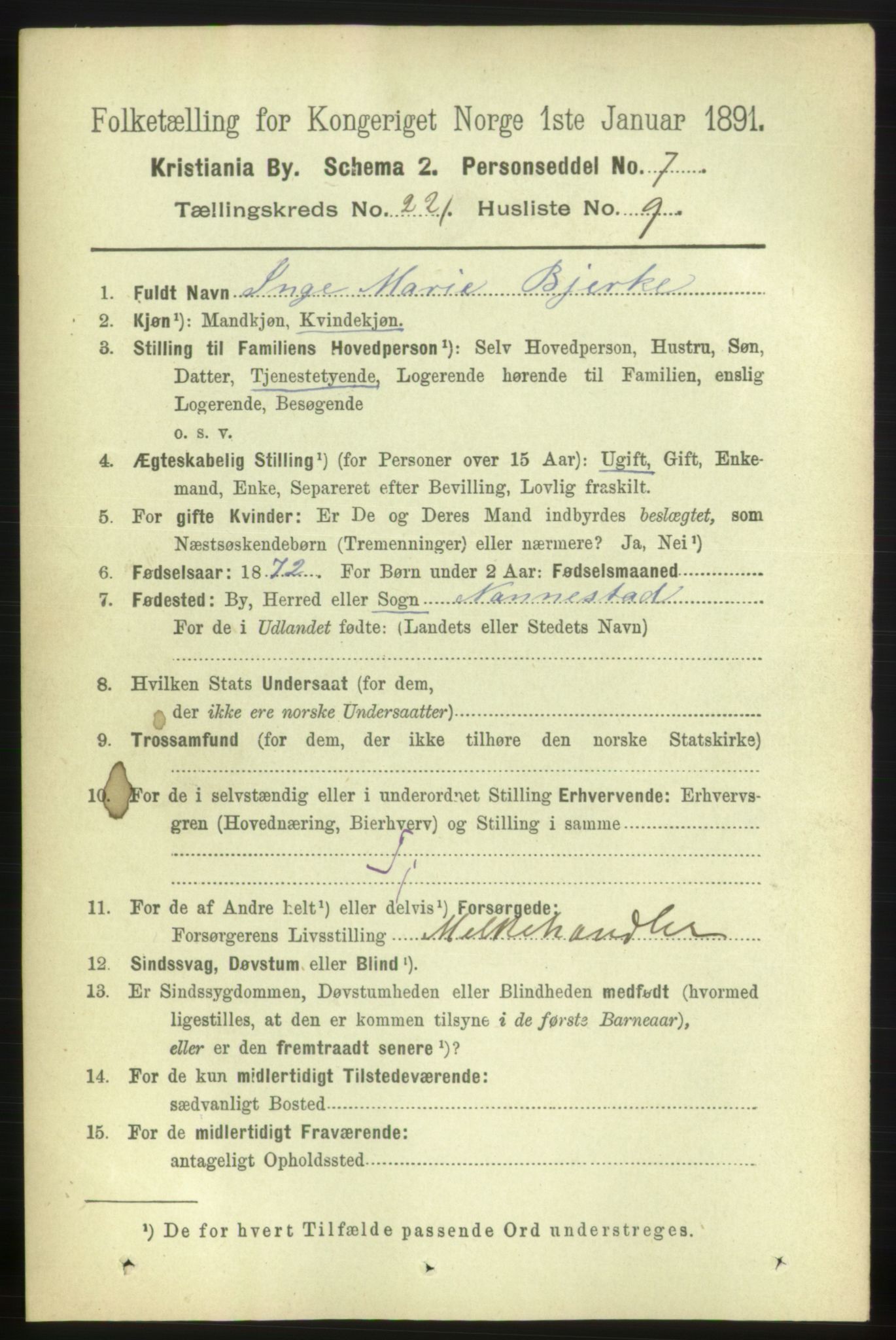 RA, 1891 census for 0301 Kristiania, 1891, p. 132399