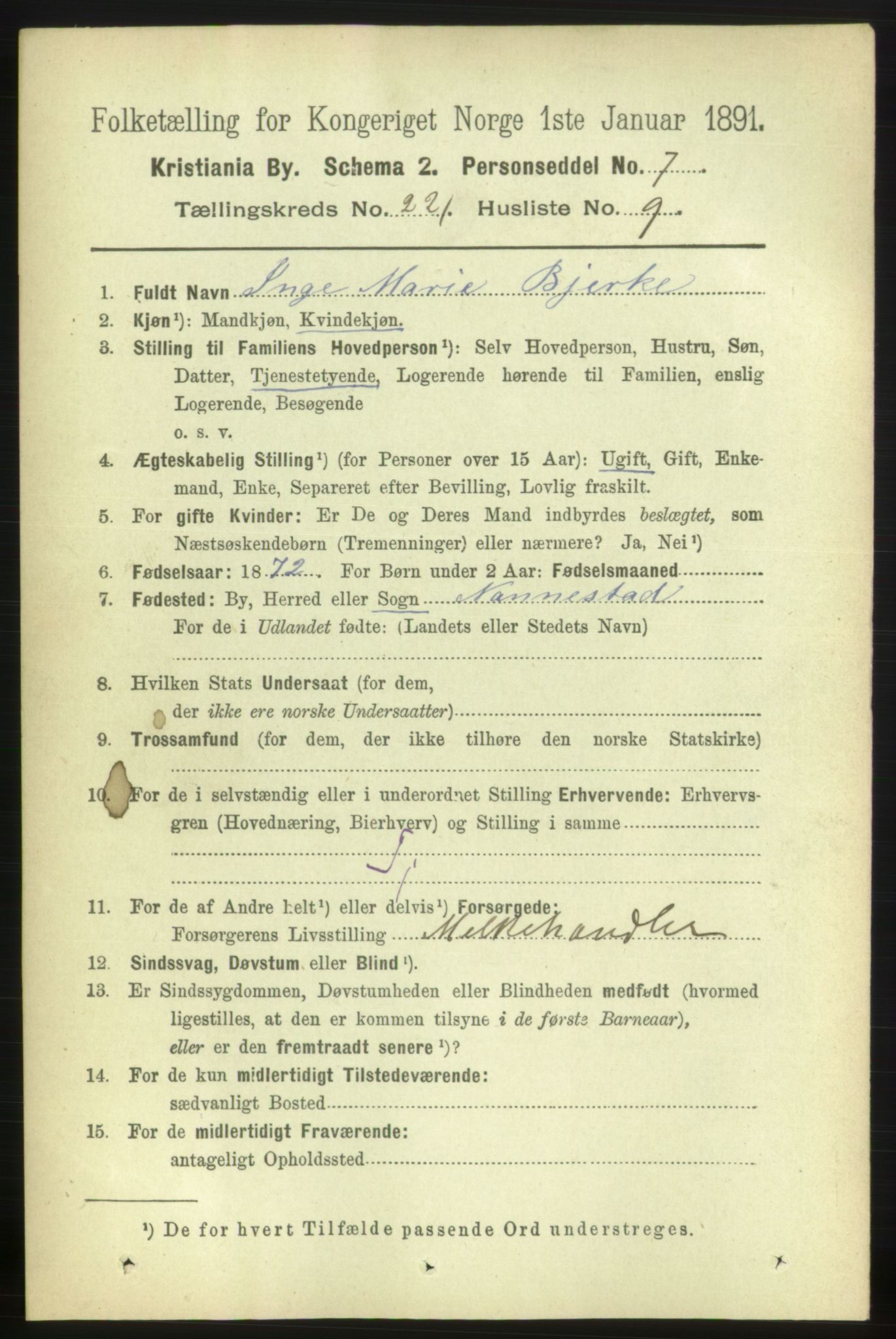 RA, 1891 census for 0301 Kristiania, 1891, p. 132399