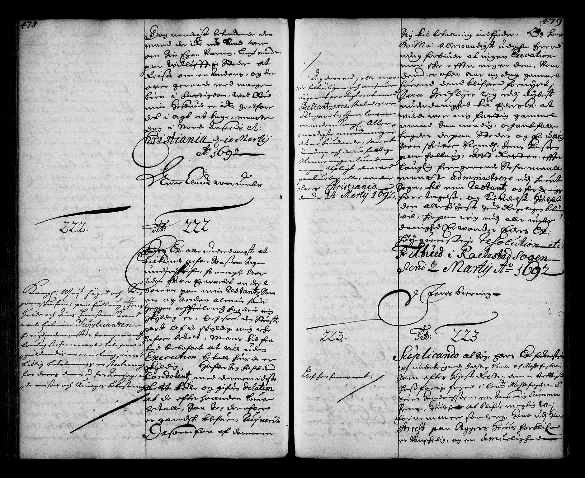 Stattholderembetet 1572-1771, AV/RA-EA-2870/Ae/L0009: Supplikasjons- og resolusjonsprotokoll, 1691-1692, p. 478-479