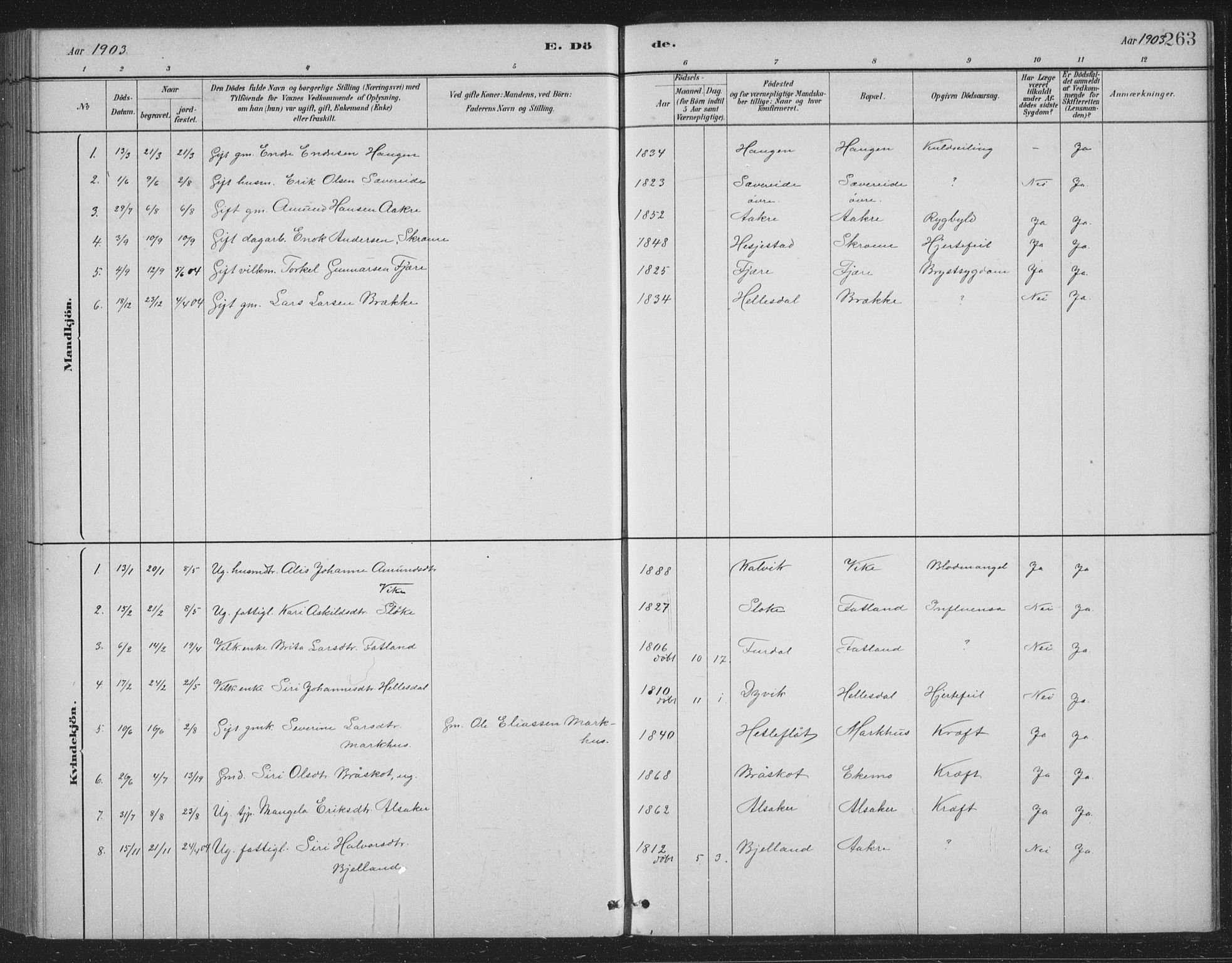 Skånevik sokneprestembete, SAB/A-77801/H/Hab: Parish register (copy) no. B 2, 1881-1920, p. 263