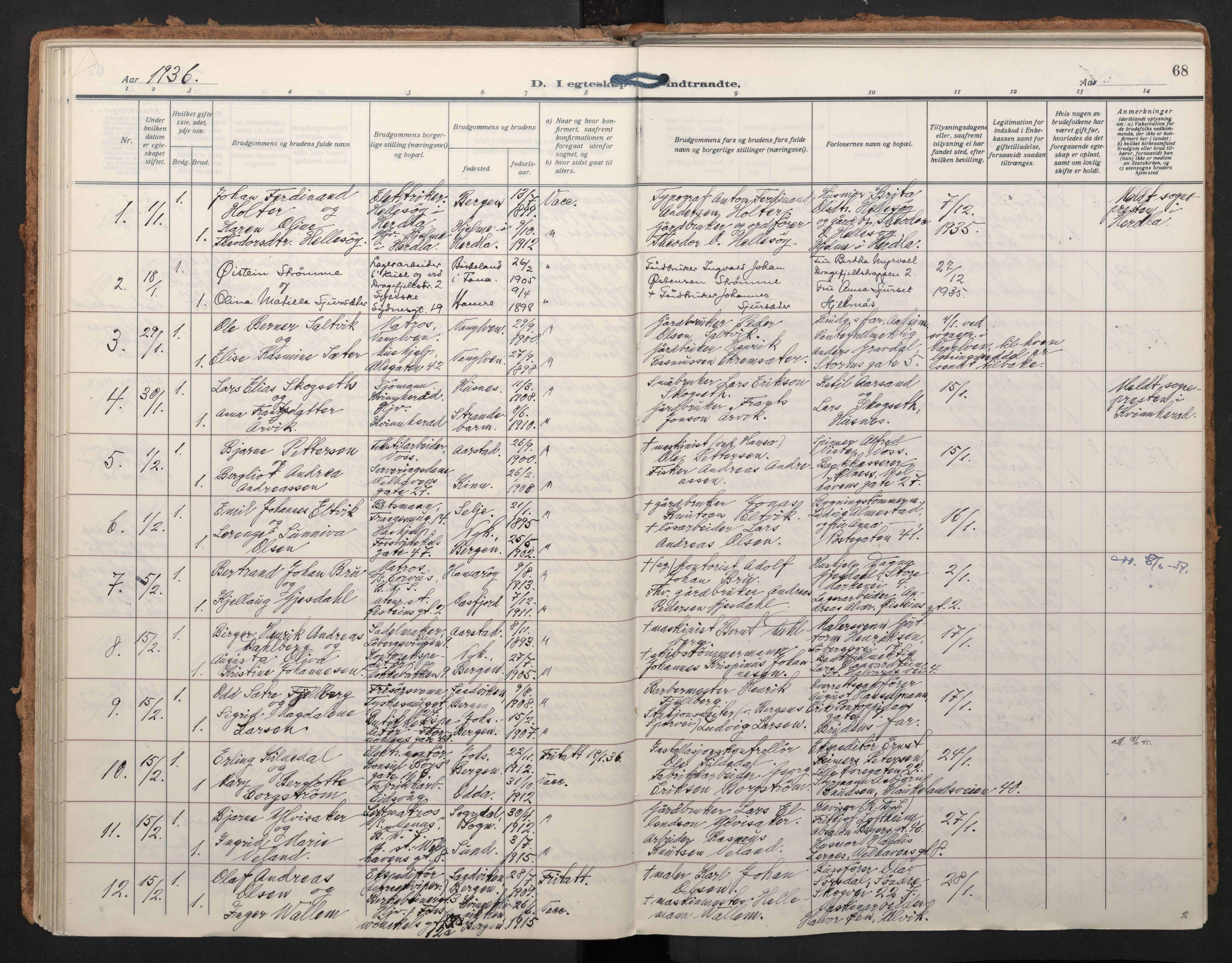 Johanneskirken sokneprestembete, SAB/A-76001/H/Haa/L0014: Parish register (official) no. D 3, 1929-1949, p. 67b-68a