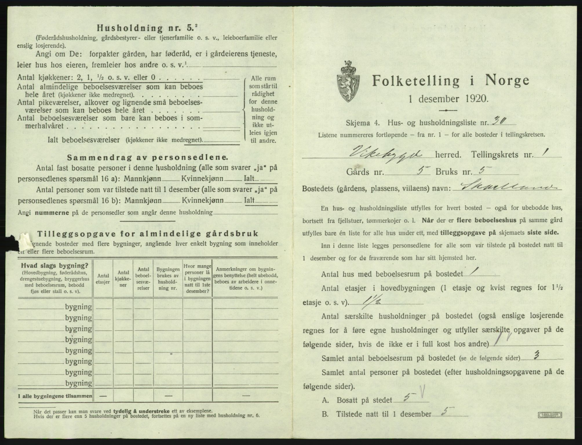 SAB, 1920 census for Vikebygd, 1920, p. 90