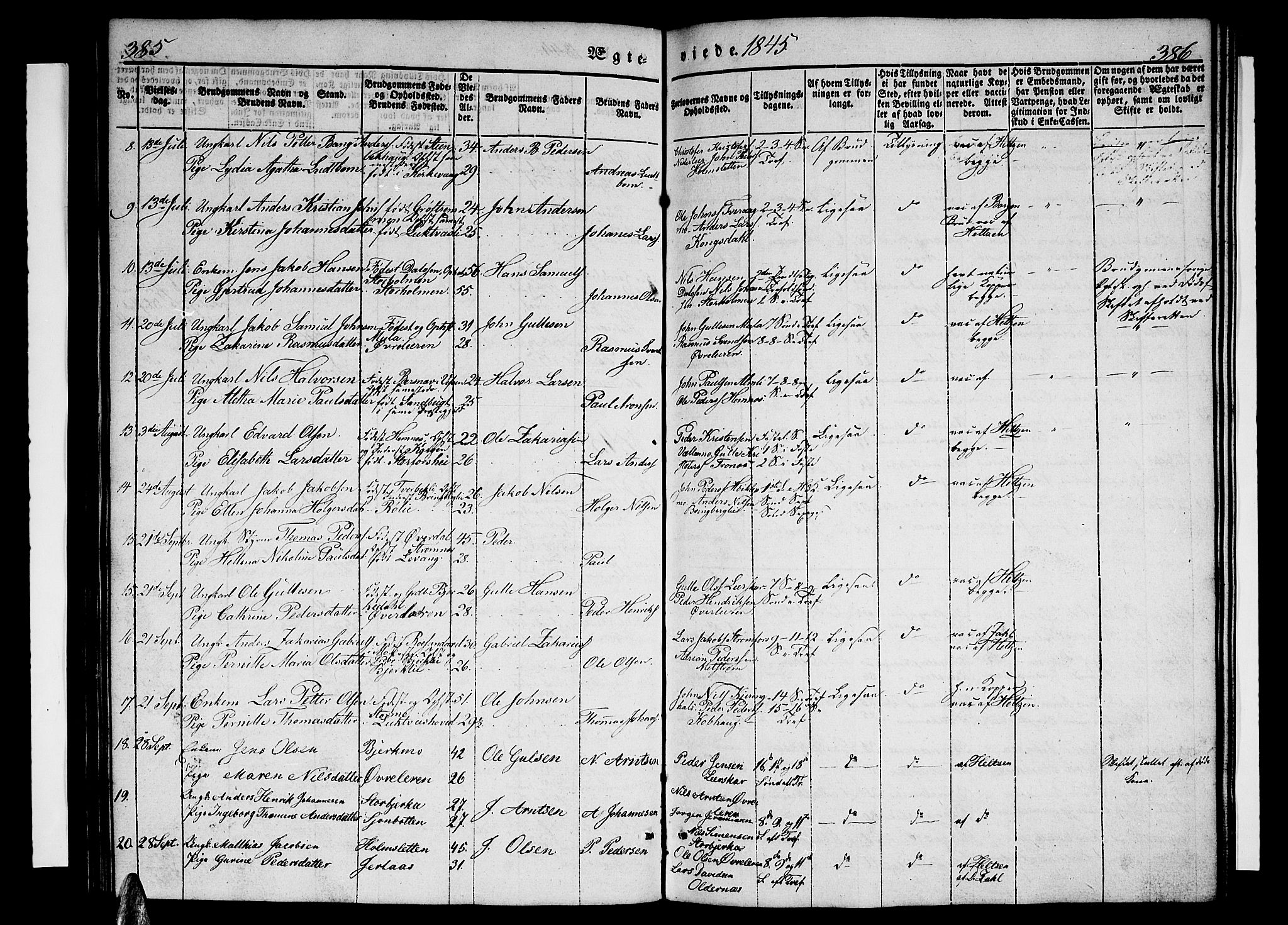 Ministerialprotokoller, klokkerbøker og fødselsregistre - Nordland, AV/SAT-A-1459/825/L0364: Parish register (copy) no. 825C01, 1841-1863, p. 385-386