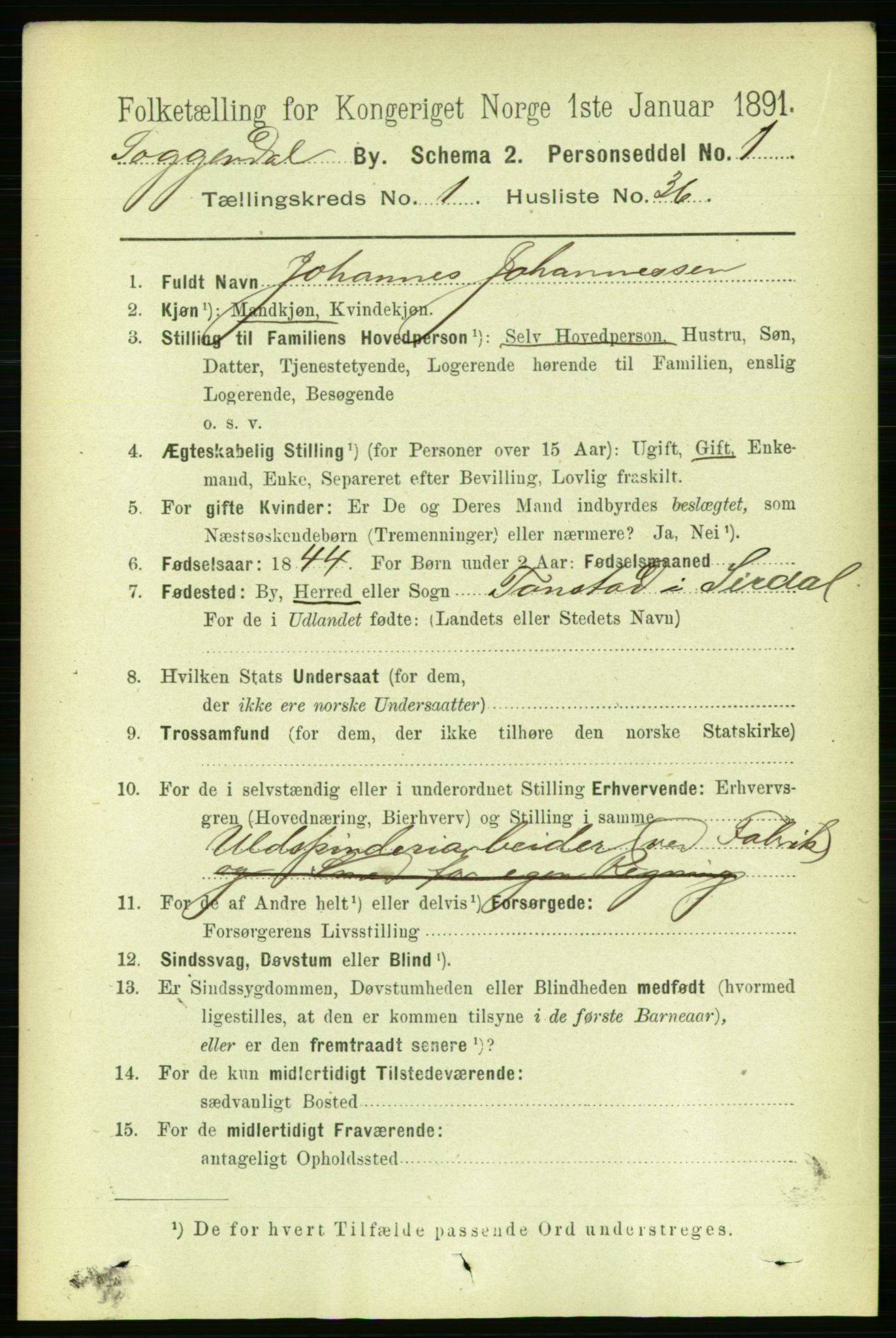 RA, 1891 census for 1107 Sokndal, 1891, p. 202