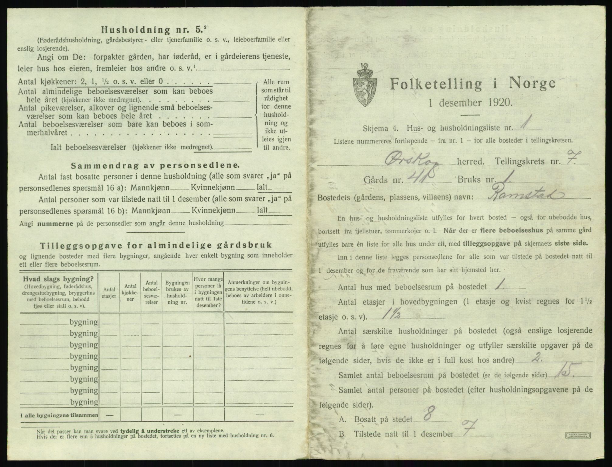 SAT, 1920 census for Ørskog, 1920, p. 536