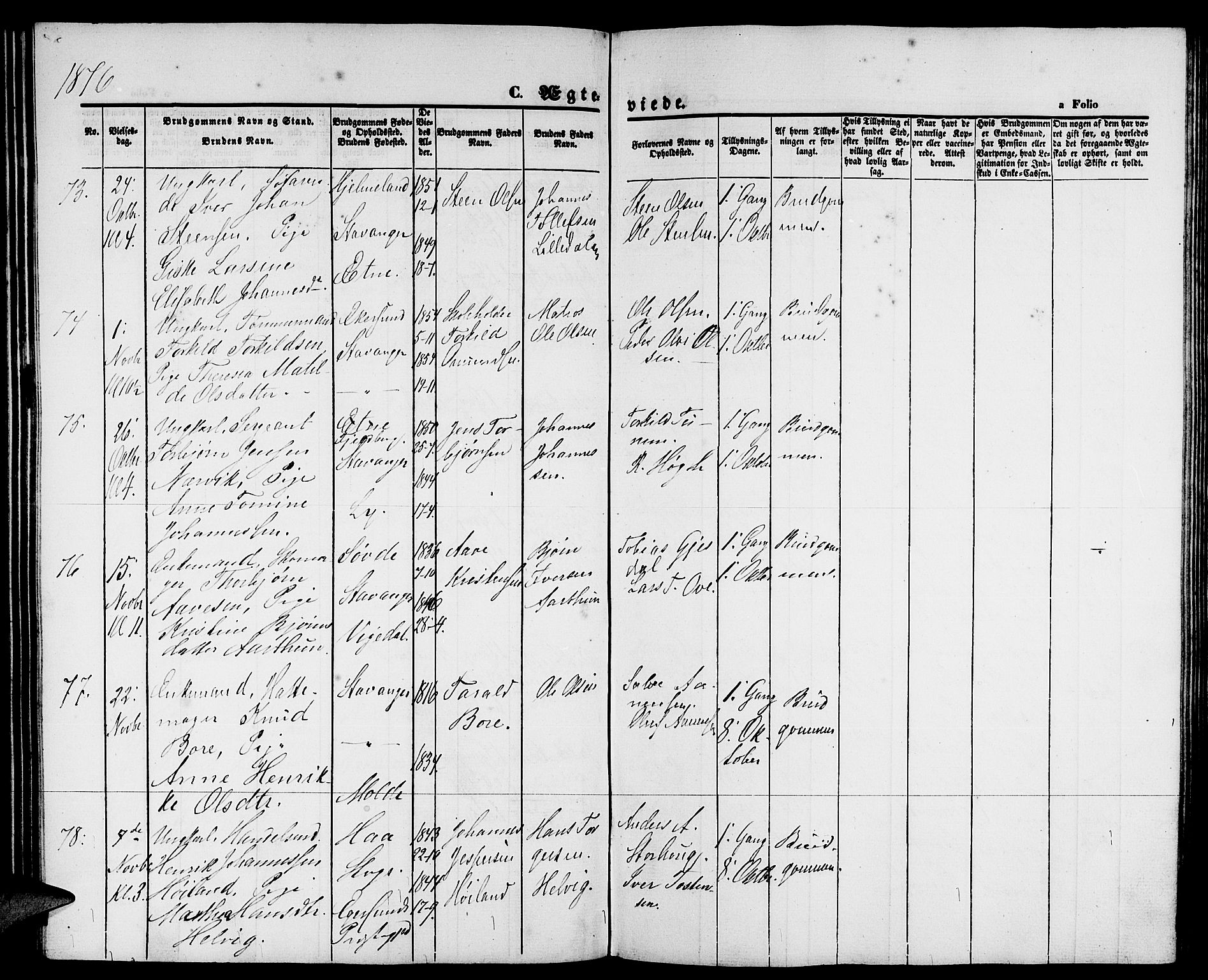 St. Petri sokneprestkontor, AV/SAST-A-101813/001/30/30BB/L0003: Parish register (copy) no. B 3, 1873-1885