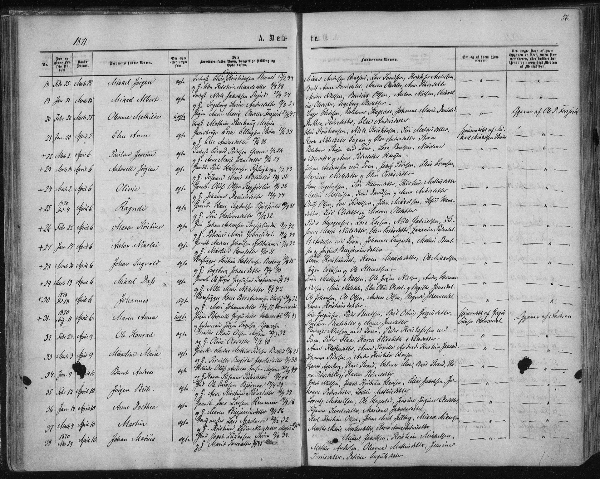 Ministerialprotokoller, klokkerbøker og fødselsregistre - Nordland, SAT/A-1459/820/L0294: Parish register (official) no. 820A15, 1866-1879, p. 56