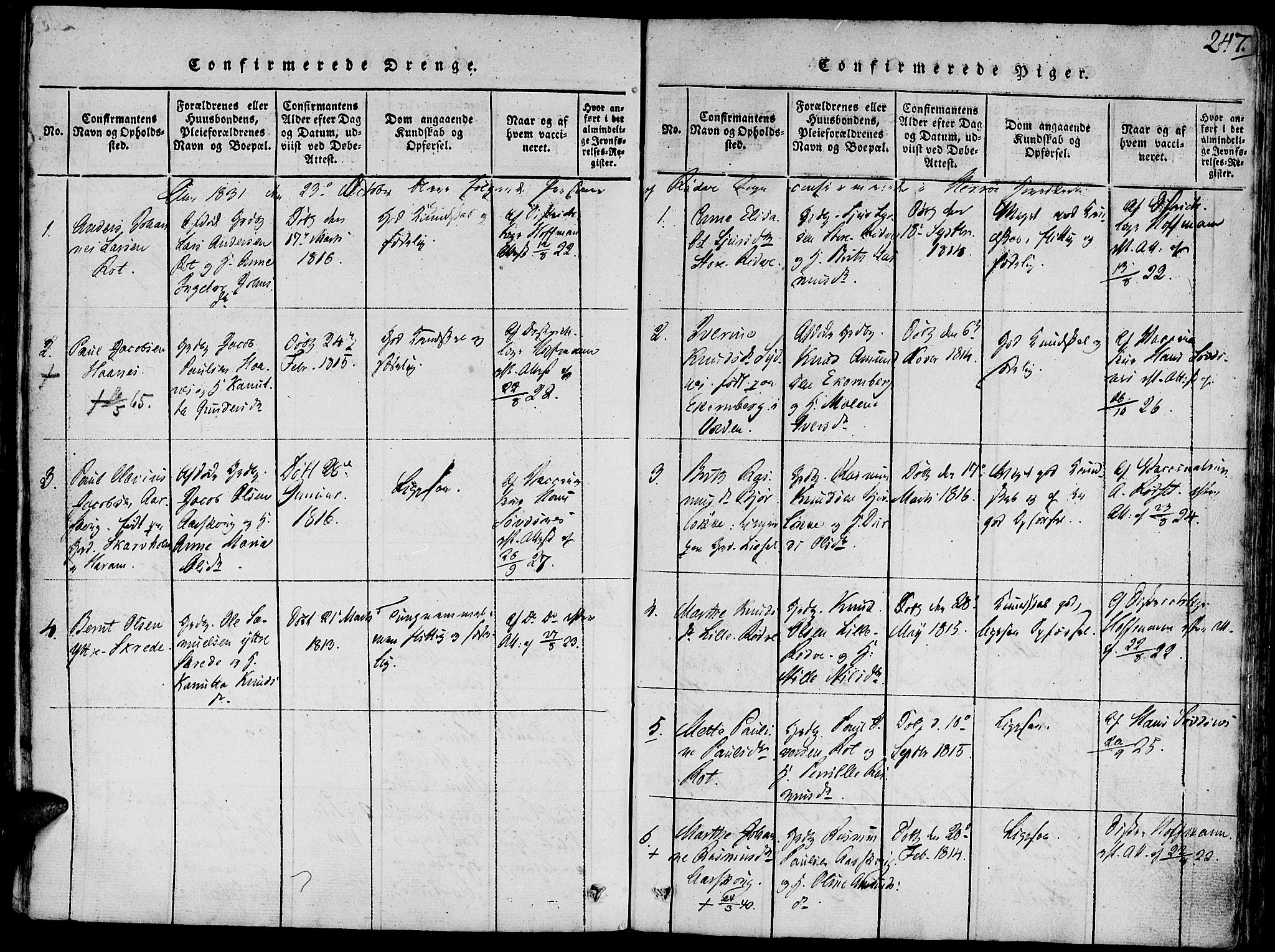 Ministerialprotokoller, klokkerbøker og fødselsregistre - Møre og Romsdal, SAT/A-1454/504/L0054: Parish register (official) no. 504A01, 1816-1861, p. 247