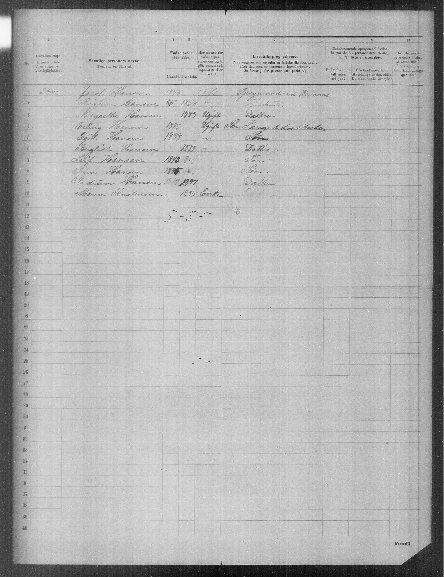 OBA, Municipal Census 1903 for Kristiania, 1903, p. 11900