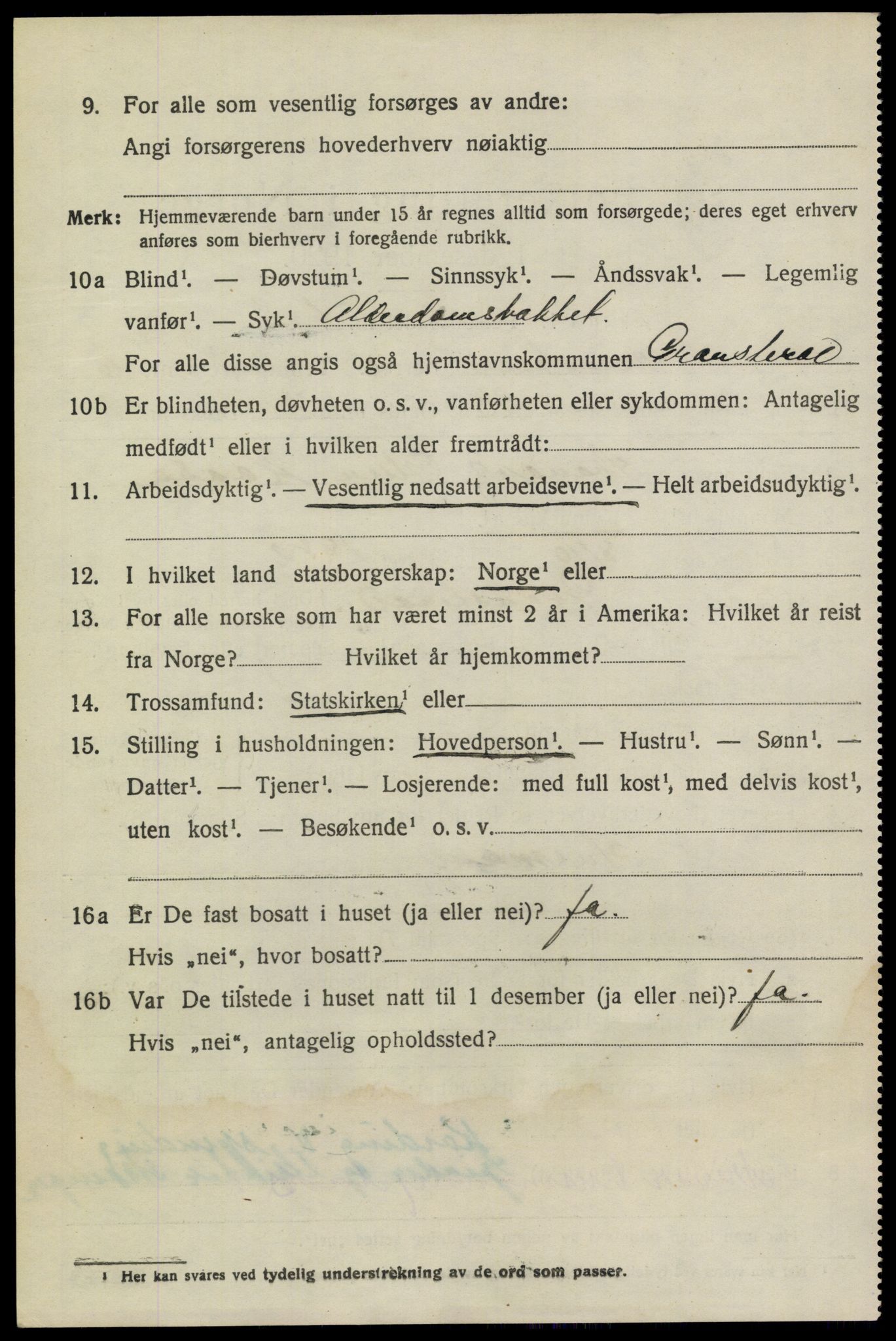 SAKO, 1920 census for Gransherad, 1920, p. 2709