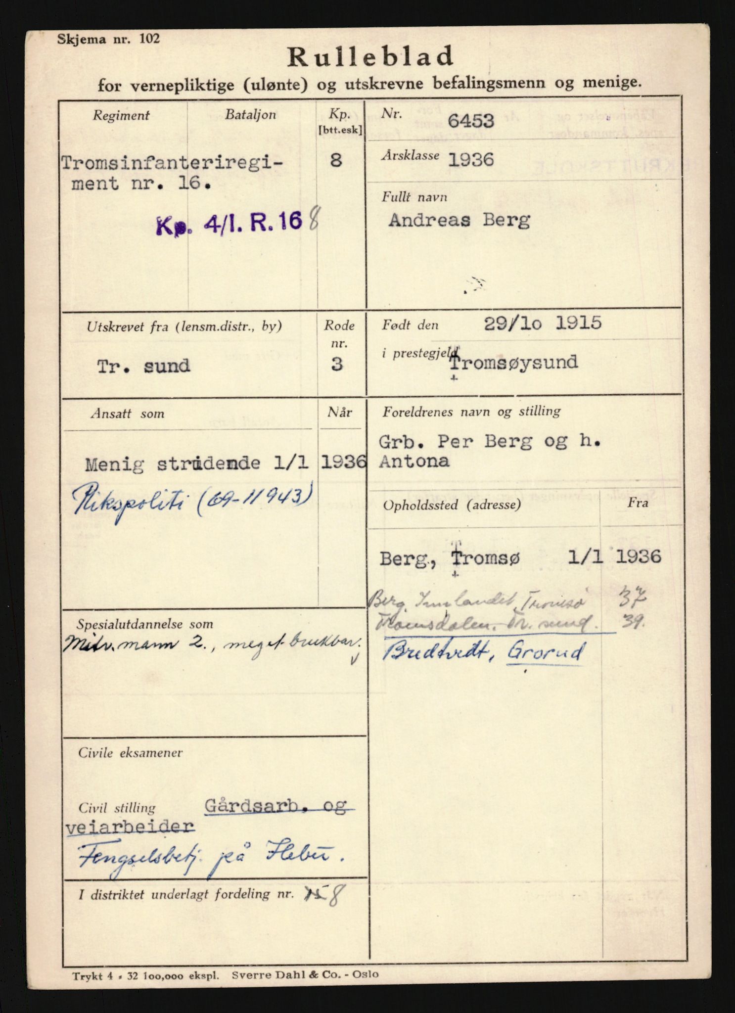 Forsvaret, Troms infanteriregiment nr. 16, AV/RA-RAFA-3146/P/Pa/L0020: Rulleblad for regimentets menige mannskaper, årsklasse 1936, 1936, p. 107