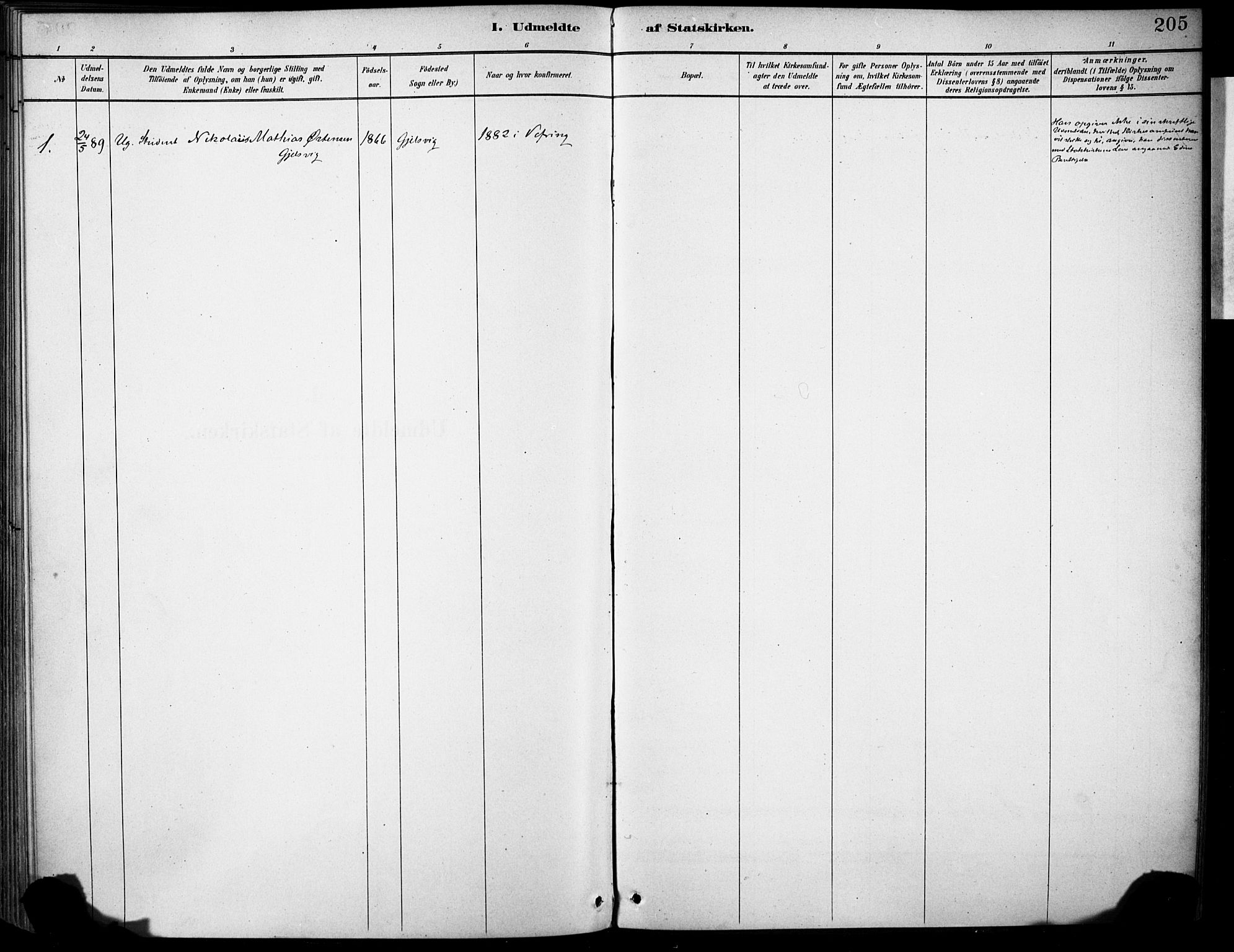 Førde sokneprestembete, SAB/A-79901/H/Haa/Haae/L0001: Parish register (official) no. E 1, 1881-1911, p. 205