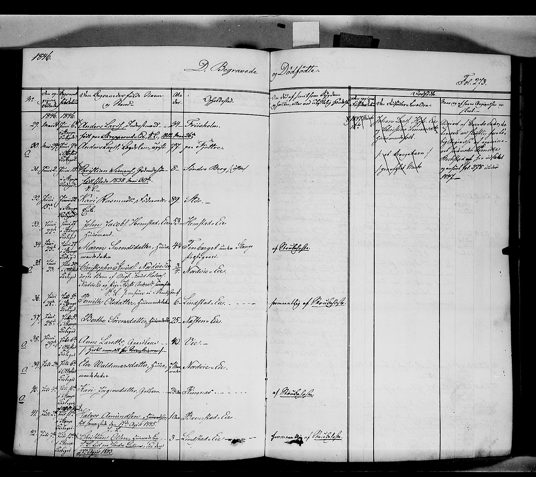 Stange prestekontor, SAH/PREST-002/K/L0011: Parish register (official) no. 11, 1846-1852, p. 273