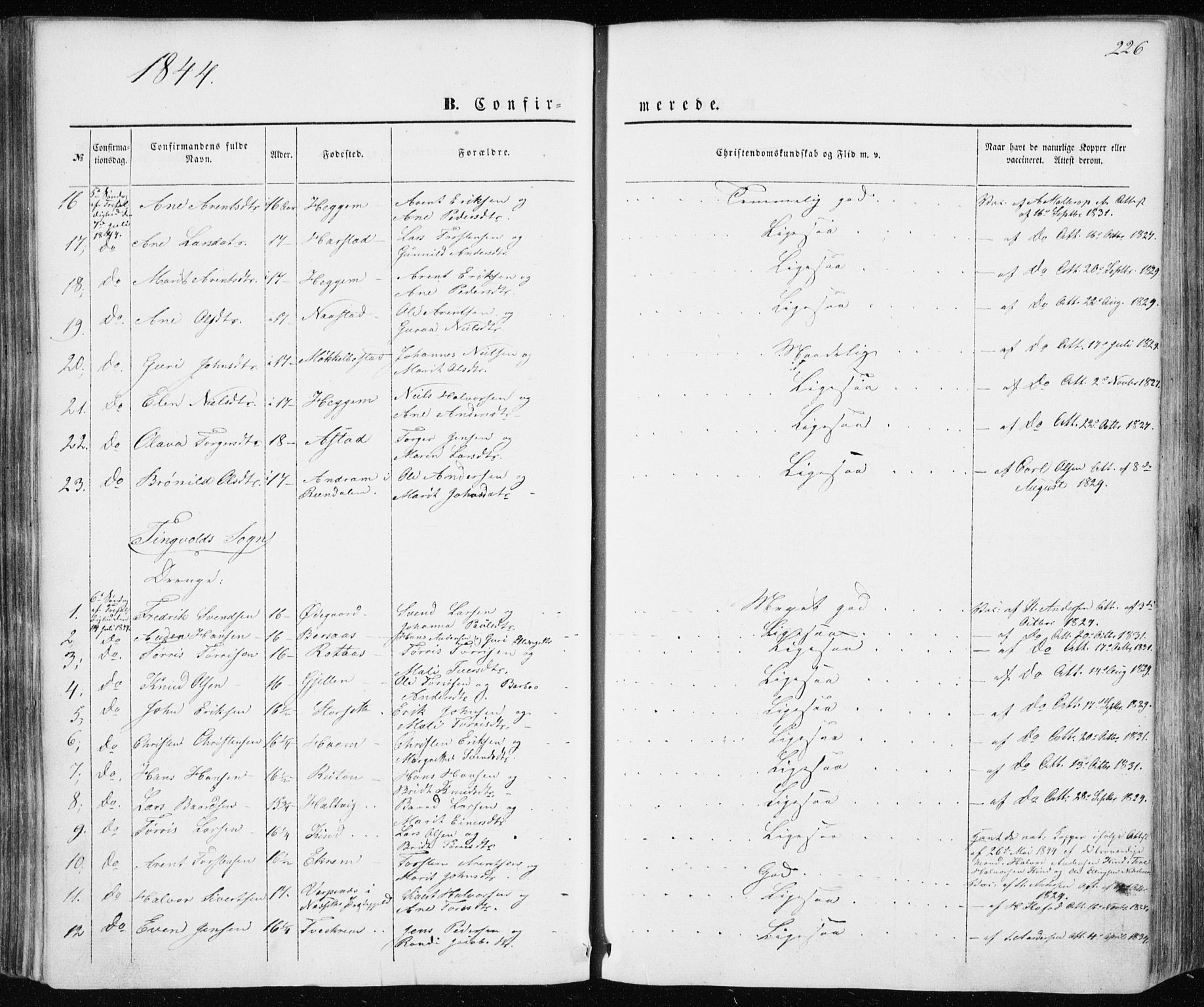Ministerialprotokoller, klokkerbøker og fødselsregistre - Møre og Romsdal, SAT/A-1454/586/L0984: Parish register (official) no. 586A10, 1844-1856, p. 226