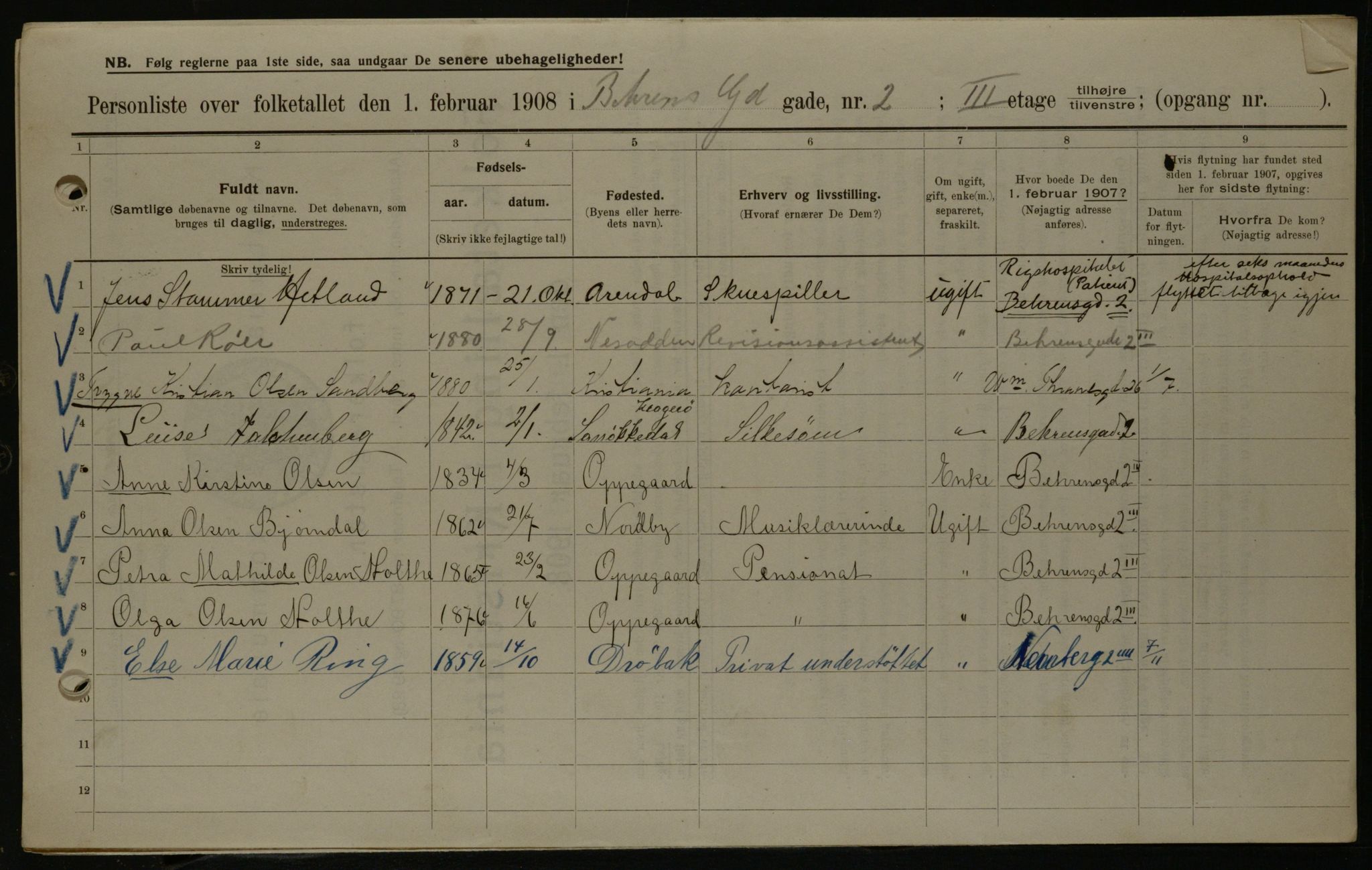 OBA, Municipal Census 1908 for Kristiania, 1908, p. 3349