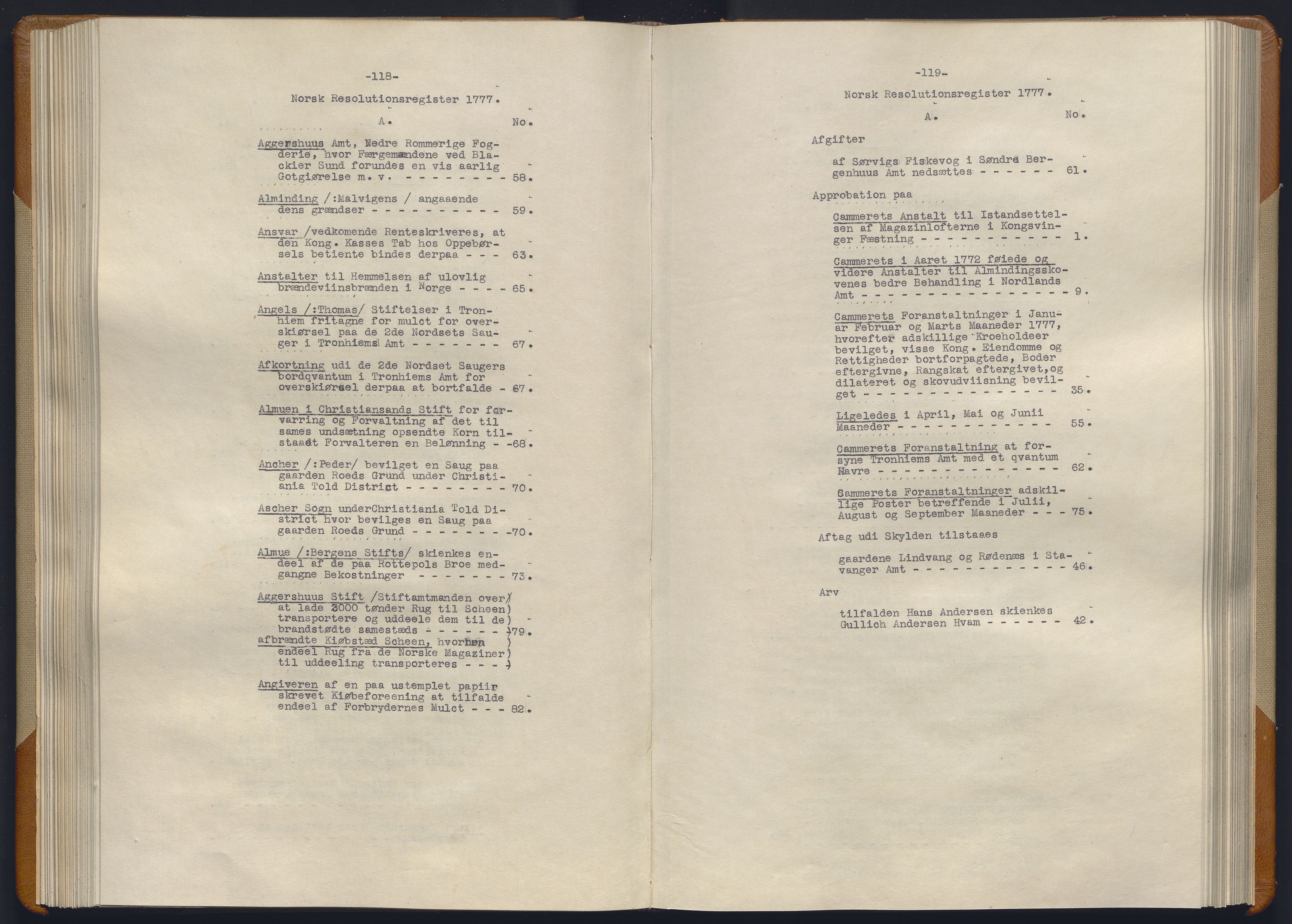 Avskriftsamlingen, AV/RA-EA-4022/F/Fb/L0123: Registratur over norske Relasjons- og  resolusjonsprotokoller, 1773-1780, p. 109