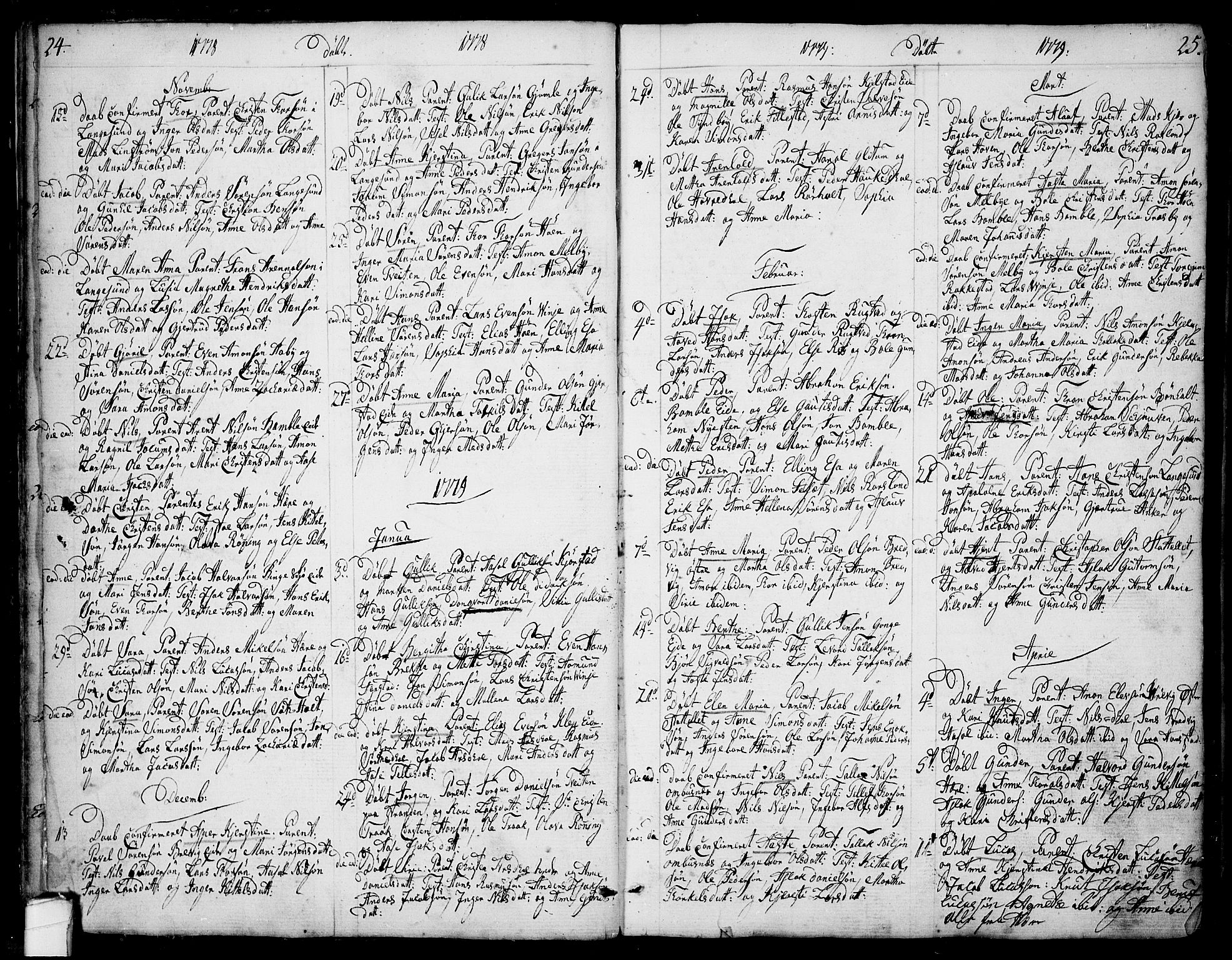 Bamble kirkebøker, SAKO/A-253/F/Fa/L0002: Parish register (official) no. I 2, 1775-1814, p. 24-25