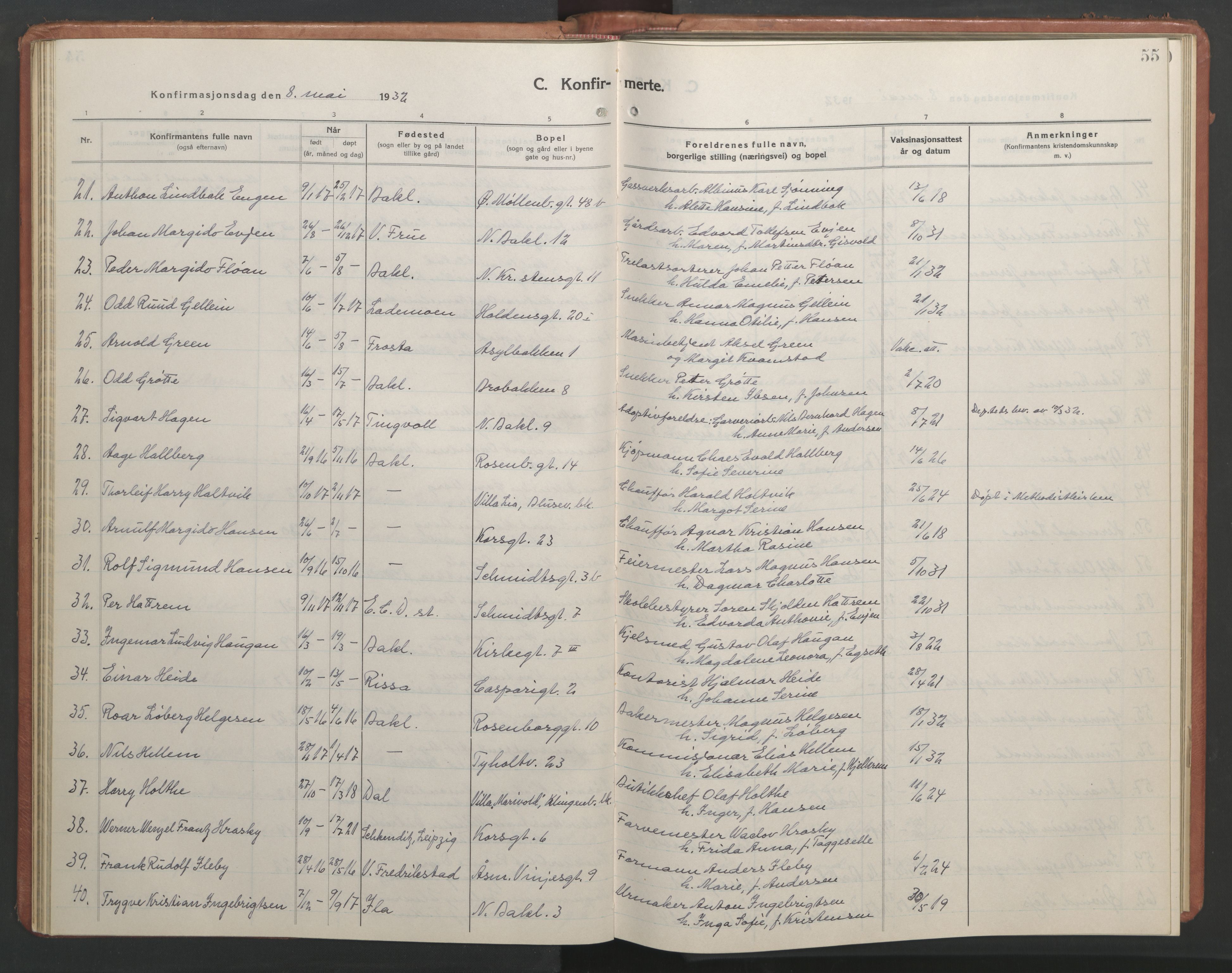 Ministerialprotokoller, klokkerbøker og fødselsregistre - Sør-Trøndelag, SAT/A-1456/604/L0228: Parish register (copy) no. 604C11, 1928-1950, p. 55
