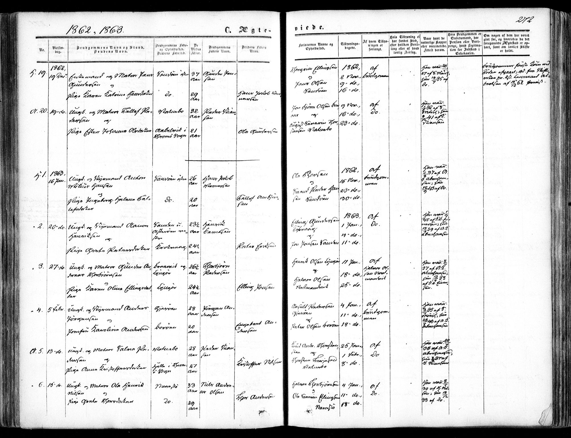 Dypvåg sokneprestkontor, AV/SAK-1111-0007/F/Fa/Faa/L0006: Parish register (official) no. A 6, 1855-1872, p. 272