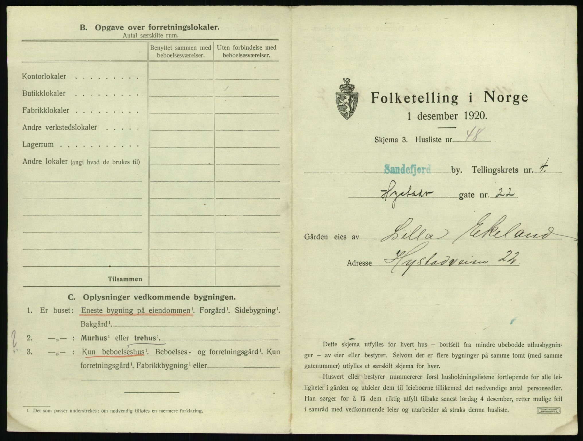 SAKO, 1920 census for Sandefjord, 1920, p. 606