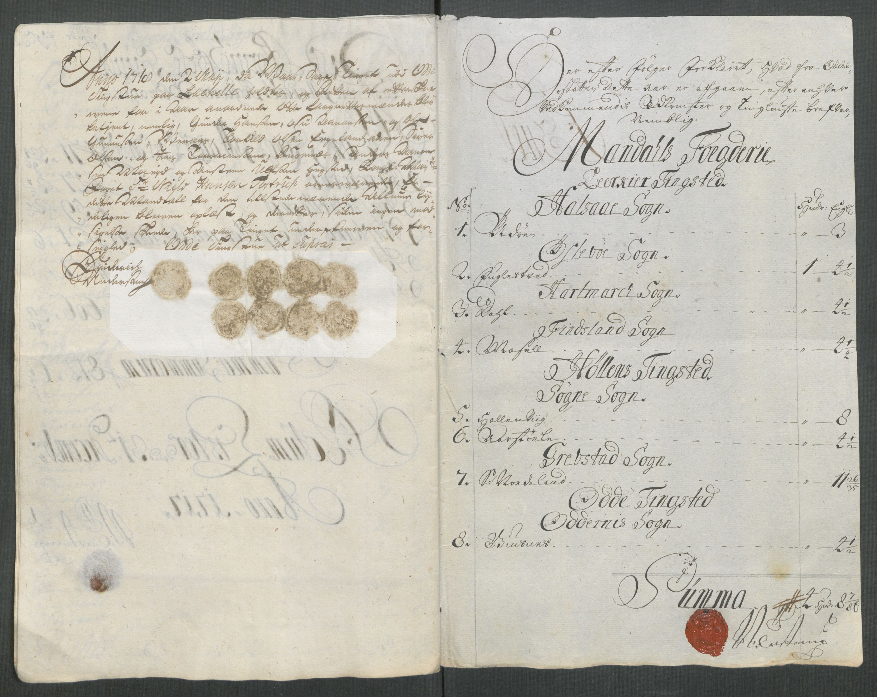 Rentekammeret inntil 1814, Reviderte regnskaper, Fogderegnskap, RA/EA-4092/R43/L2561: Fogderegnskap Lista og Mandal, 1717, p. 268