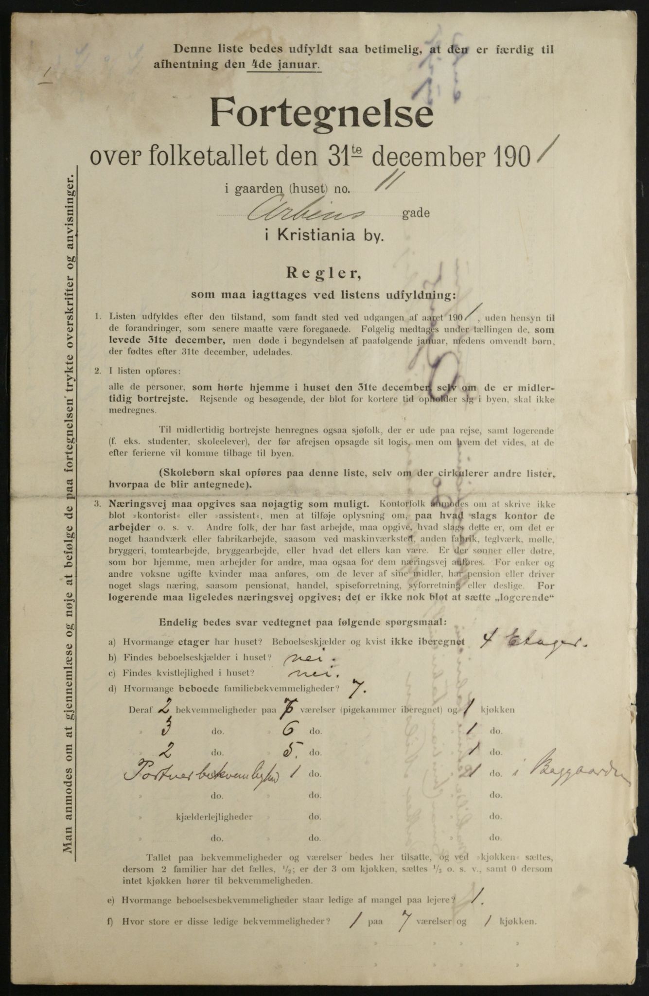 OBA, Municipal Census 1901 for Kristiania, 1901, p. 361