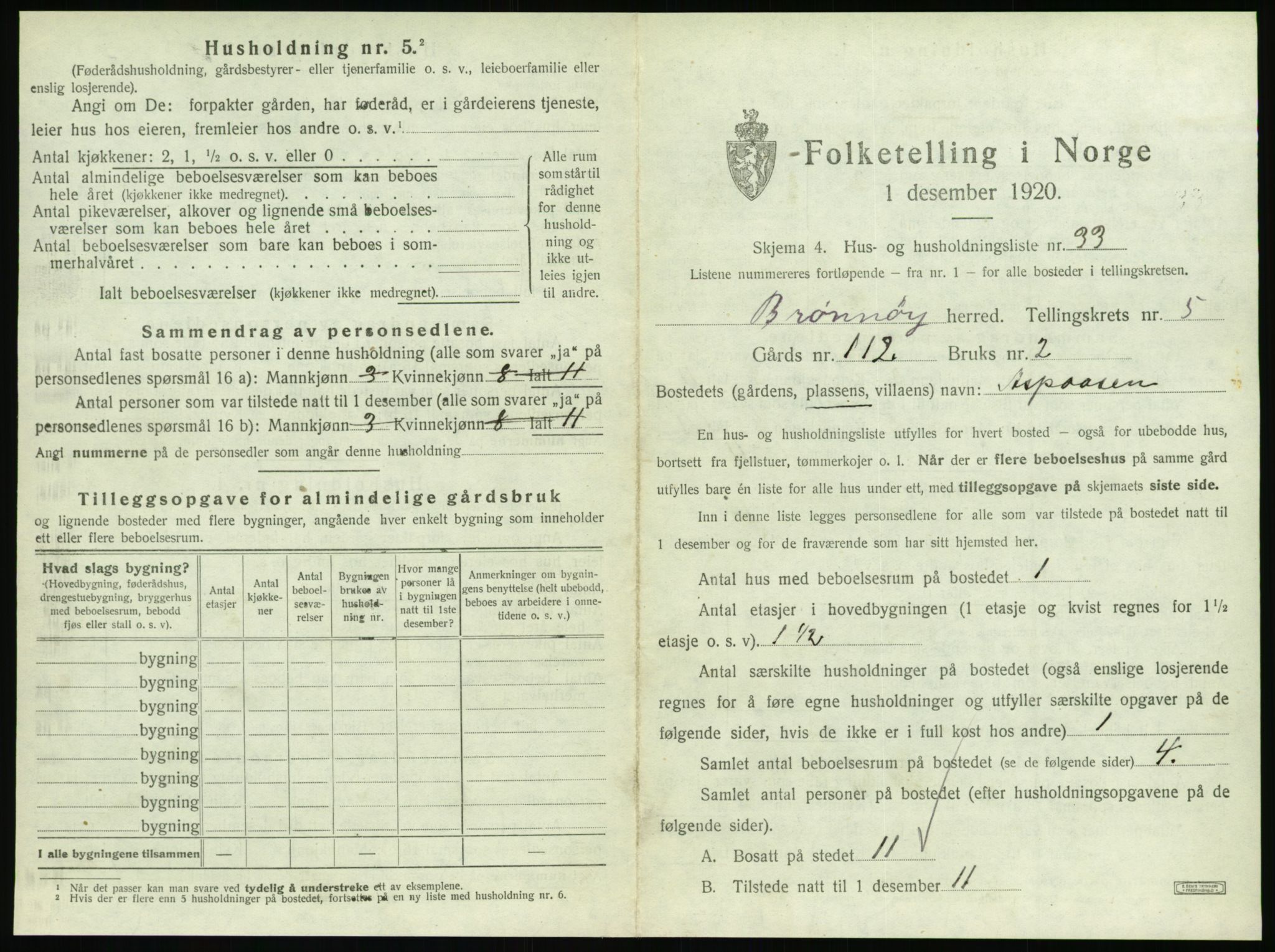 SAT, 1920 census for Brønnøy, 1920, p. 488