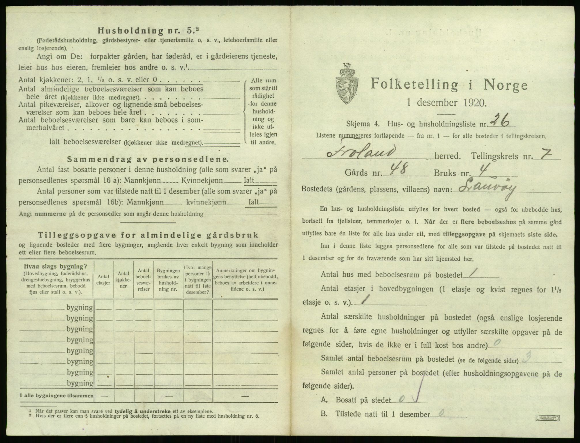 SAK, 1920 census for Froland, 1920, p. 687