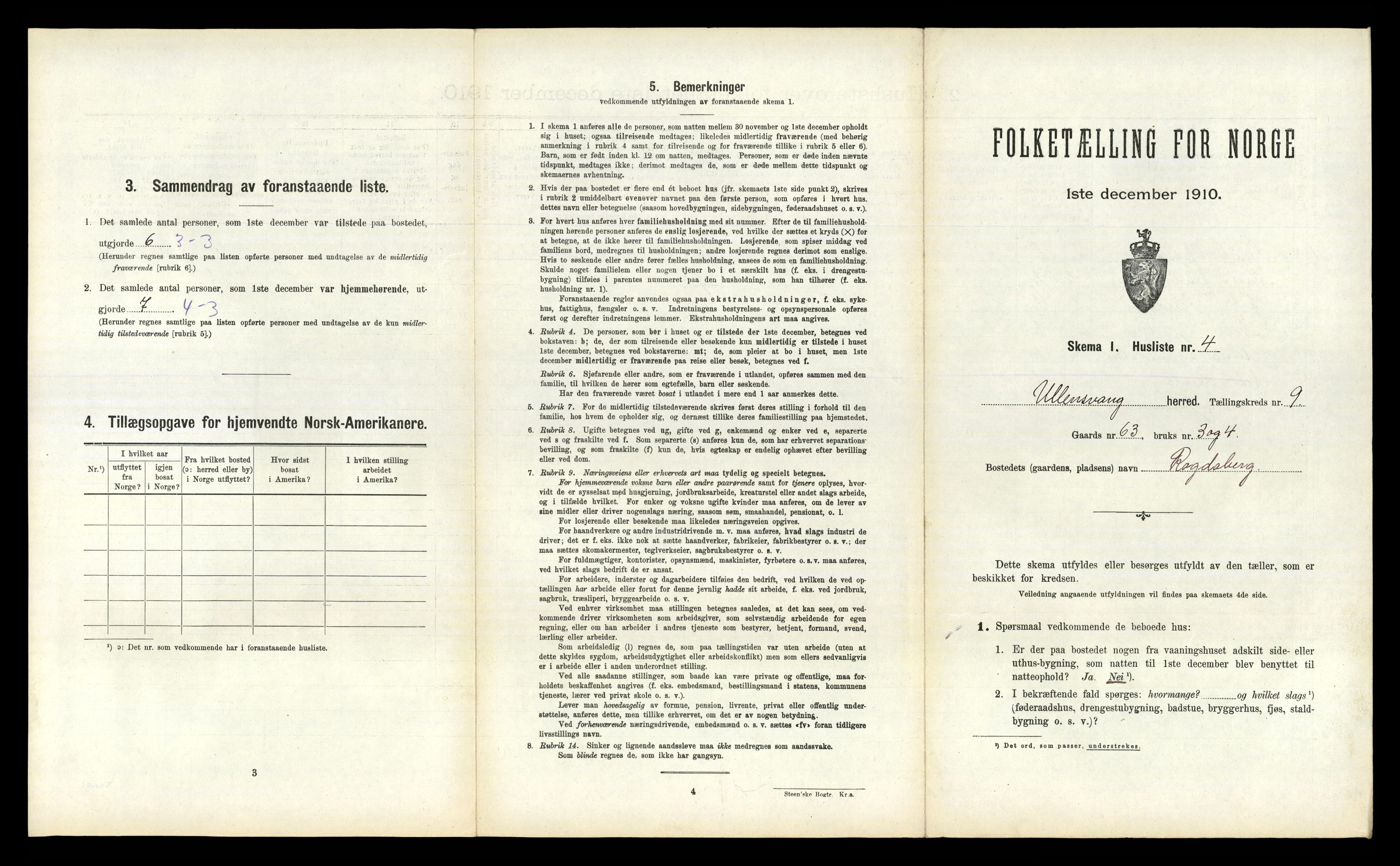 RA, 1910 census for Ullensvang, 1910, p. 1131