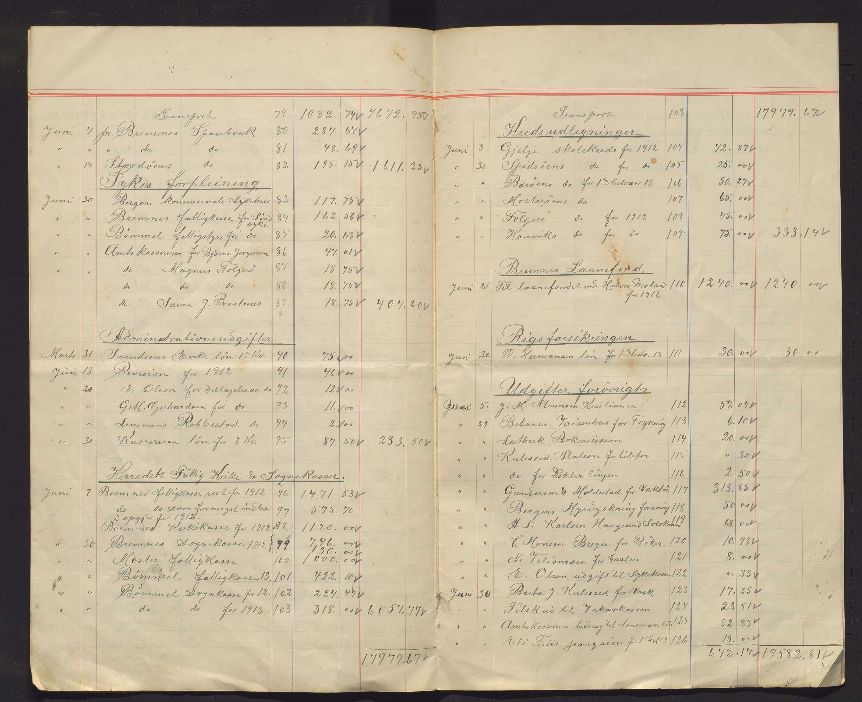 Finnaas kommune. Heradskassen, IKAH/1218a-121/R/Ra/Raa/L0001/0003: Årsrekneskap / Årsrekneskap m/ bilag, 1913