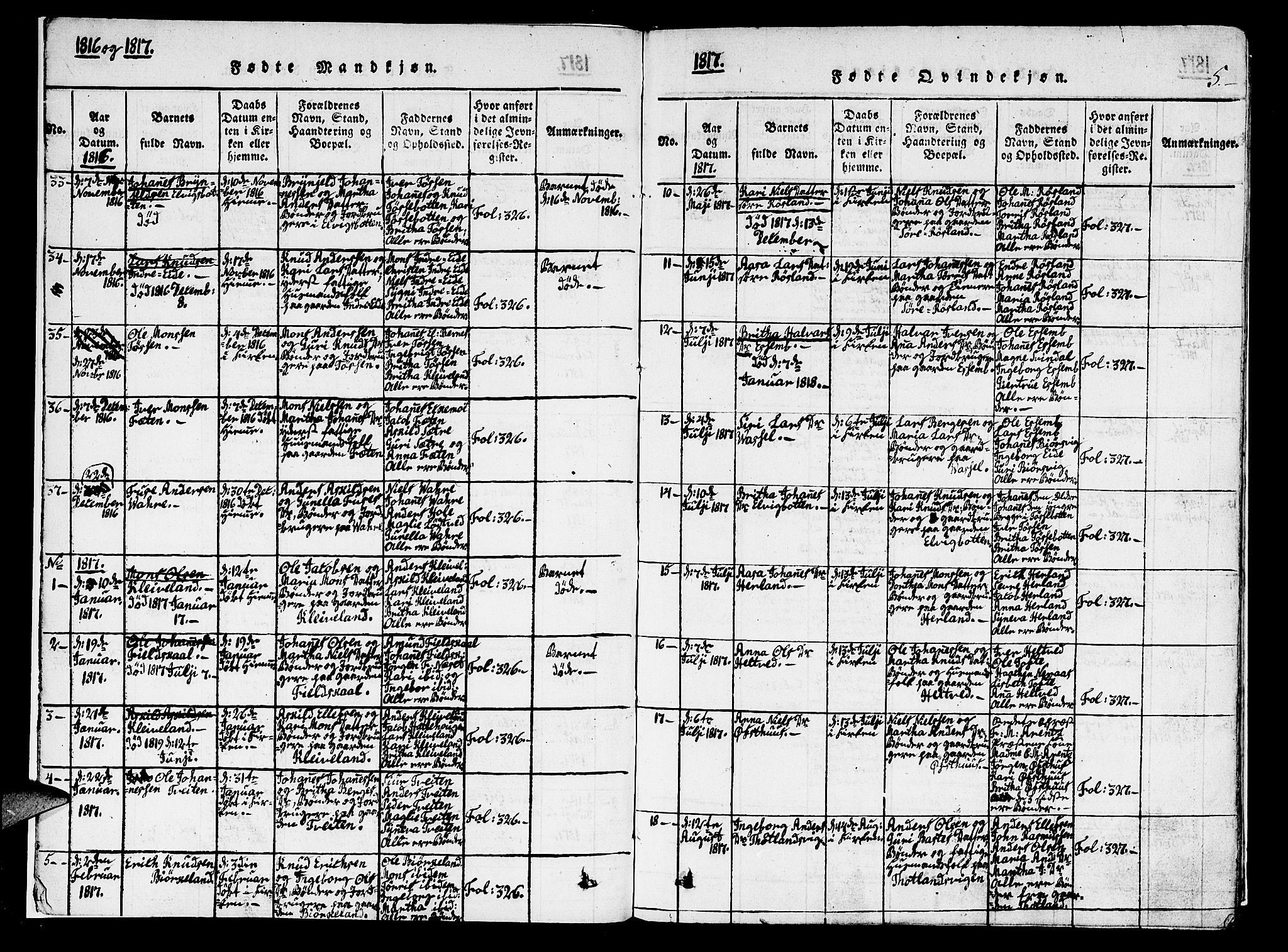 Hosanger sokneprestembete, AV/SAB-A-75801/H/Haa: Parish register (official) no. A 5, 1815-1824, p. 5