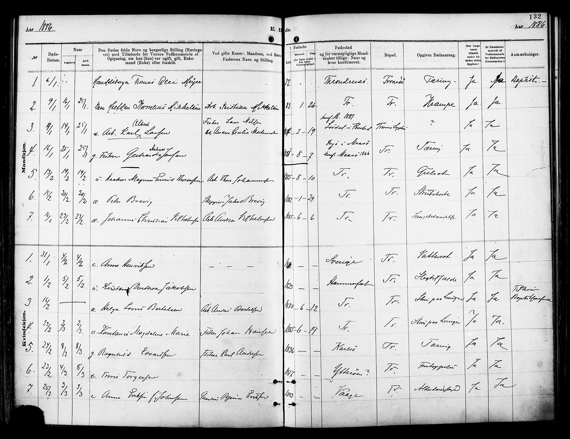 Tromsø sokneprestkontor/stiftsprosti/domprosti, SATØ/S-1343/G/Ga/L0014kirke: Parish register (official) no. 14, 1878-1888, p. 132