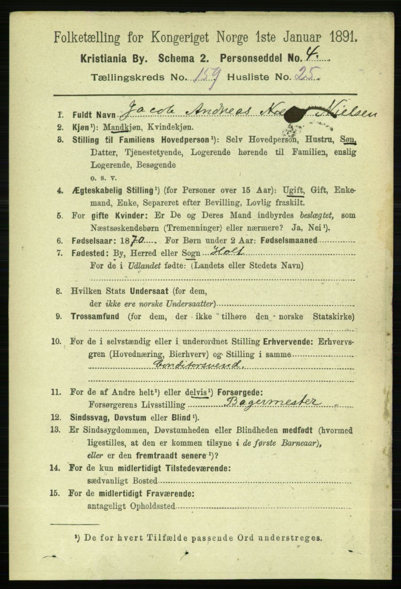 RA, 1891 census for 0301 Kristiania, 1891, p. 90605