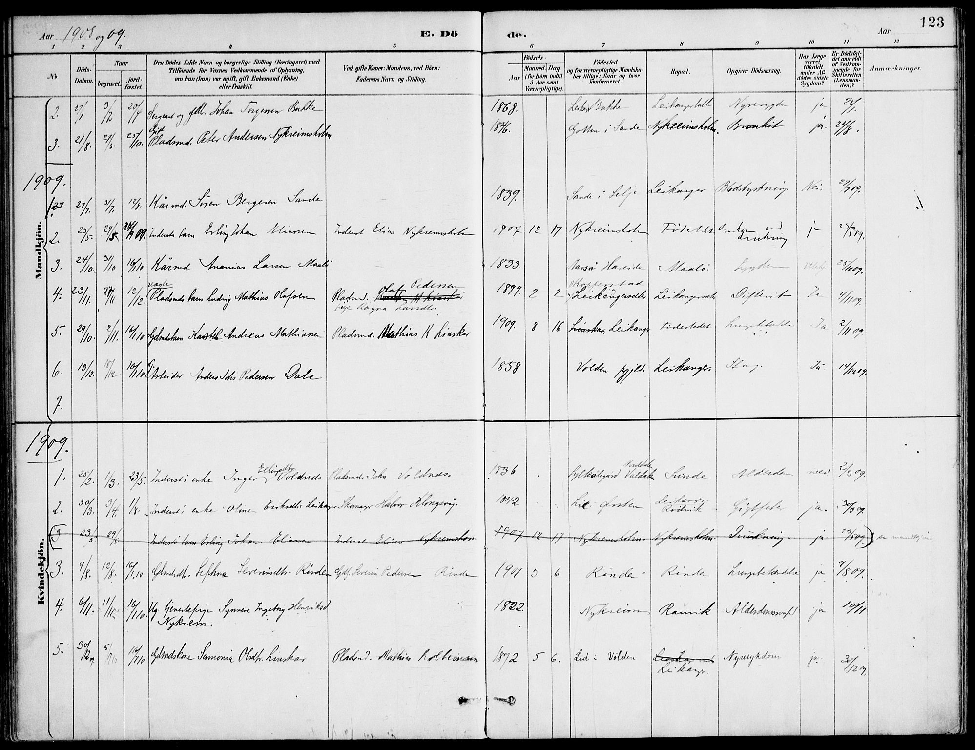 Ministerialprotokoller, klokkerbøker og fødselsregistre - Møre og Romsdal, AV/SAT-A-1454/508/L0095: Parish register (official) no. 508A02, 1887-1920, p. 123