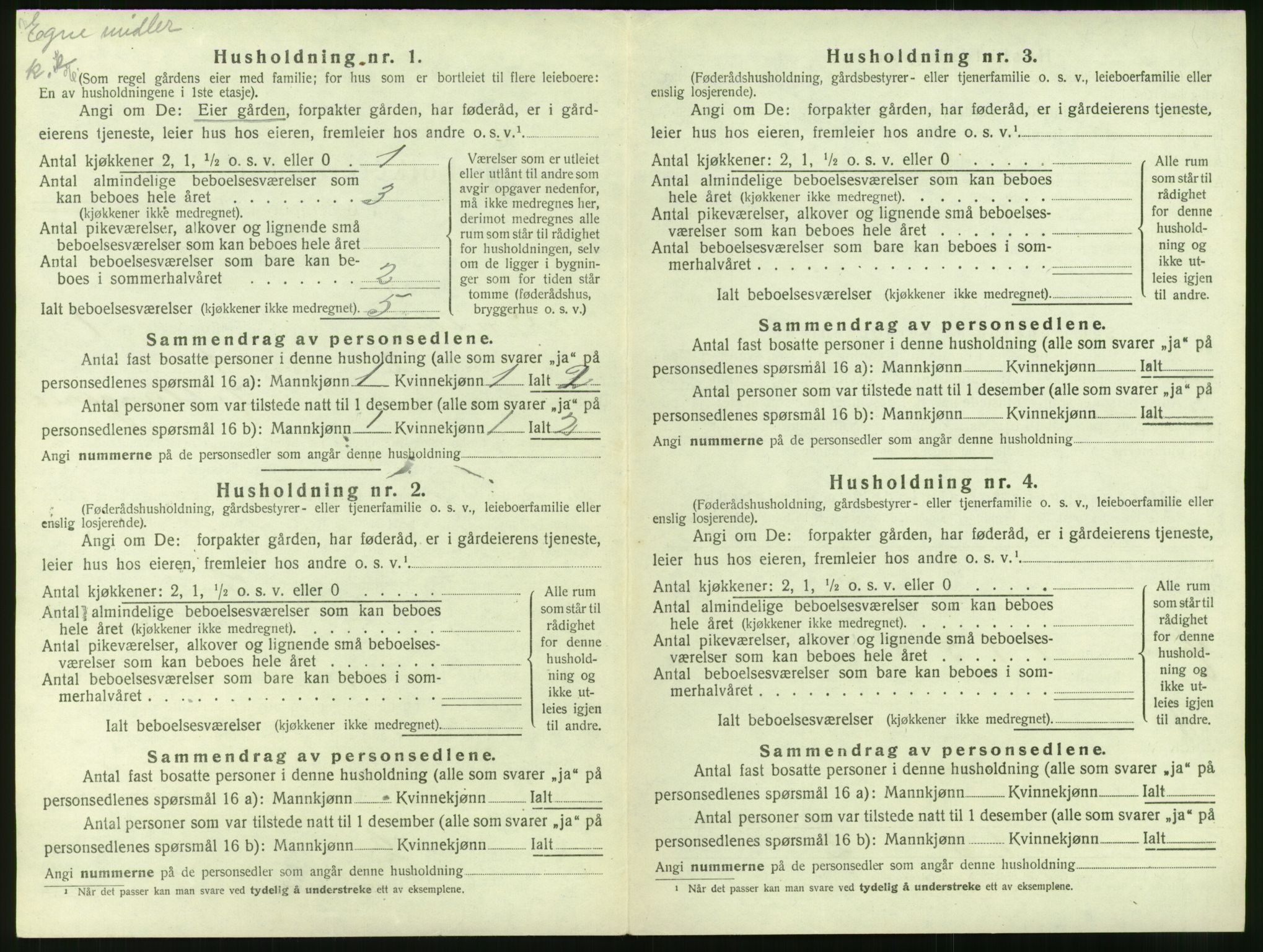 SAT, 1920 census for Grytten, 1920, p. 43