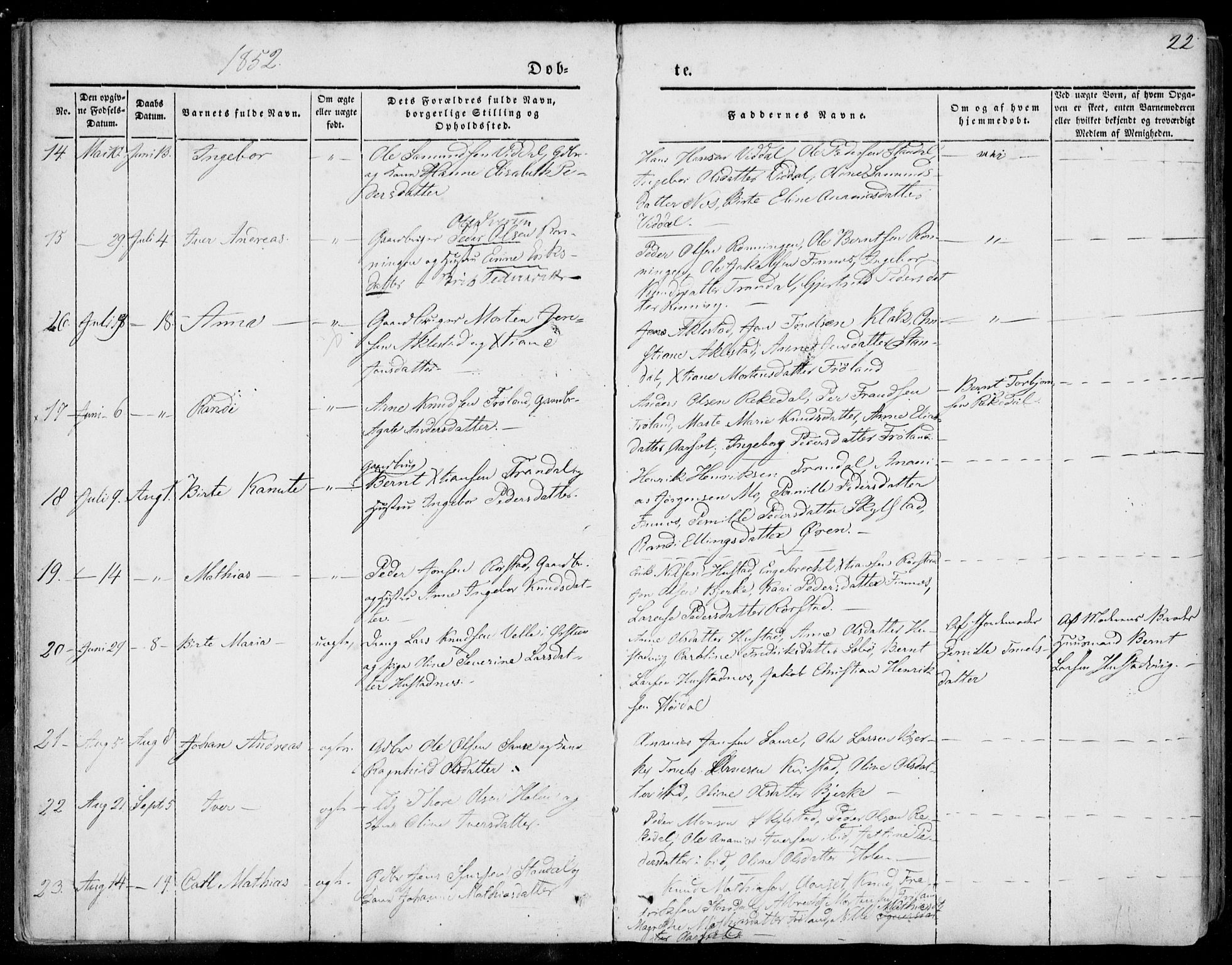 Ministerialprotokoller, klokkerbøker og fødselsregistre - Møre og Romsdal, SAT/A-1454/515/L0209: Parish register (official) no. 515A05, 1847-1868, p. 22