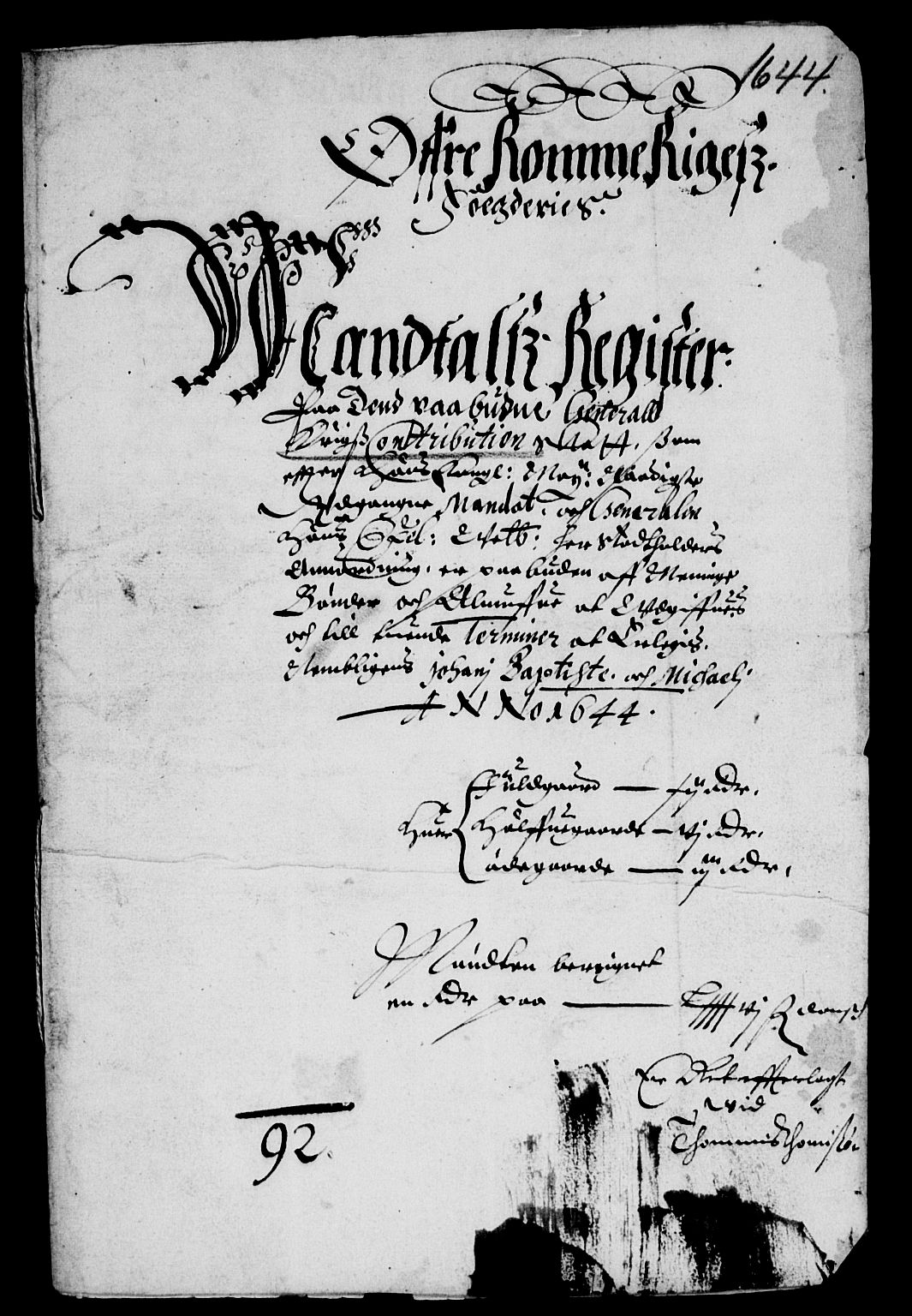 Rentekammeret inntil 1814, Reviderte regnskaper, Lensregnskaper, AV/RA-EA-5023/R/Rb/Rba/L0182: Akershus len, 1643-1645