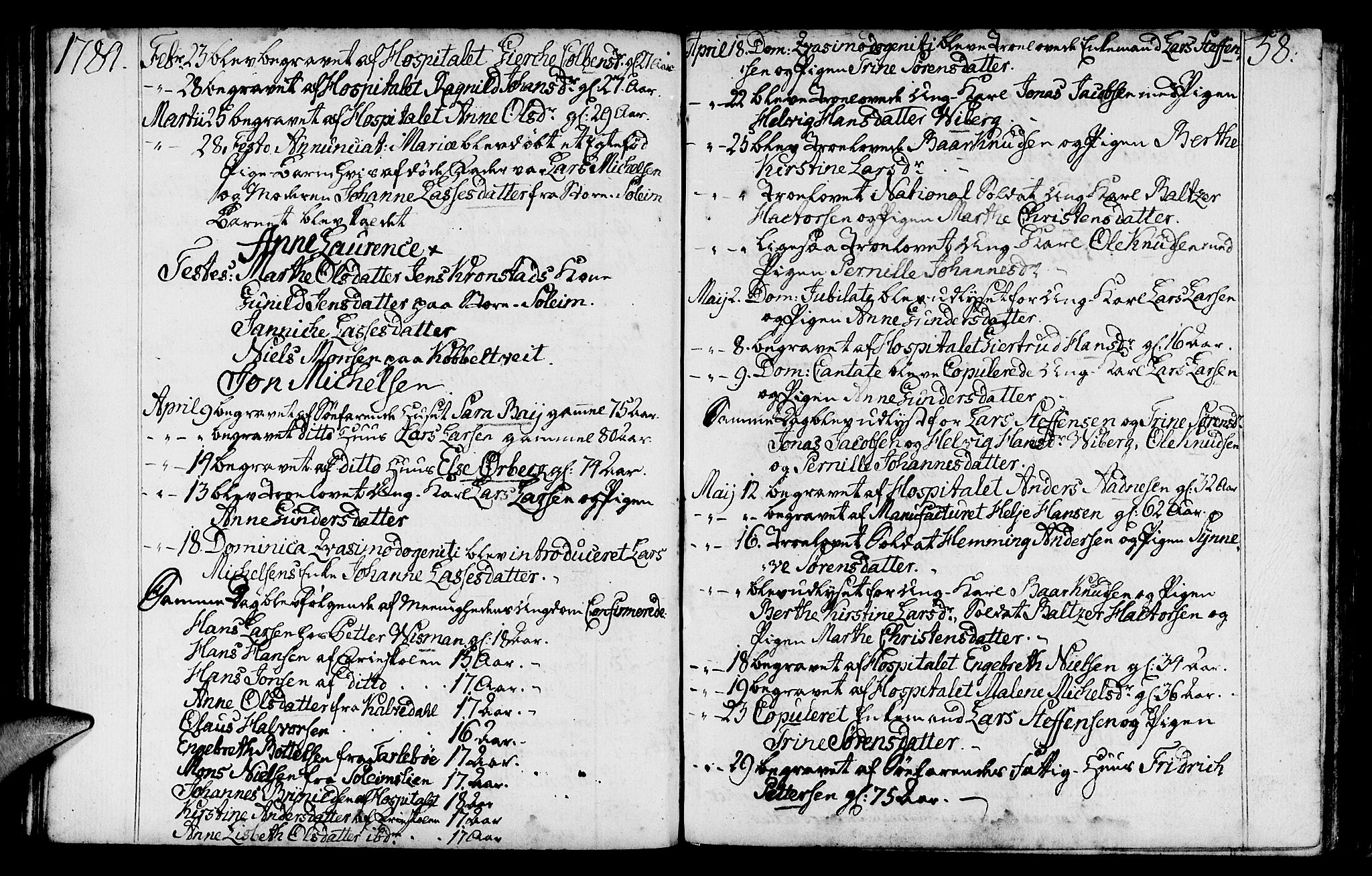 St. Jørgens hospital og Årstad sokneprestembete, SAB/A-99934: Parish register (official) no. A 2, 1766-1814, p. 58