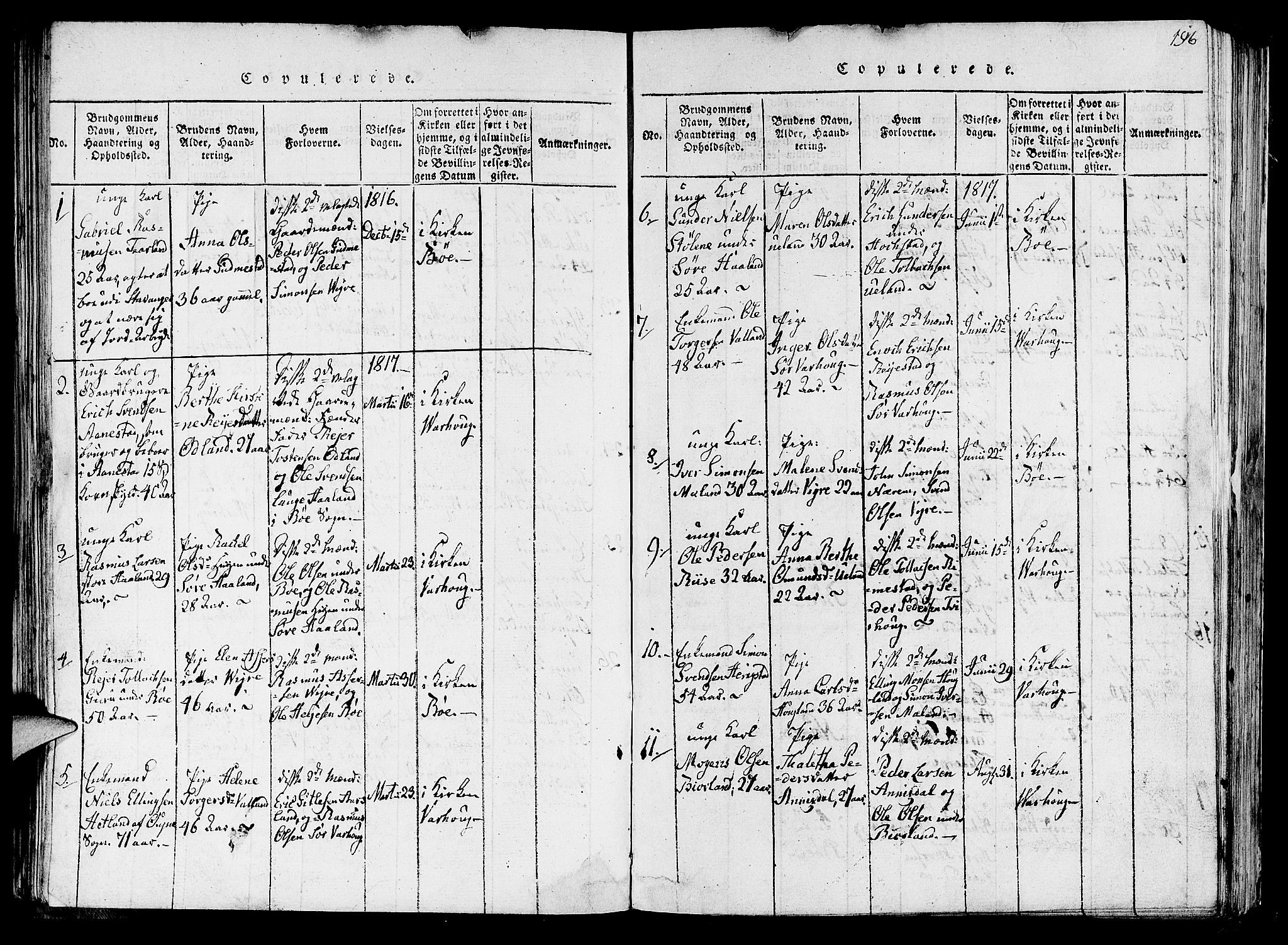Hå sokneprestkontor, SAST/A-101801/001/30BA/L0003: Parish register (official) no. A 3, 1815-1825, p. 196