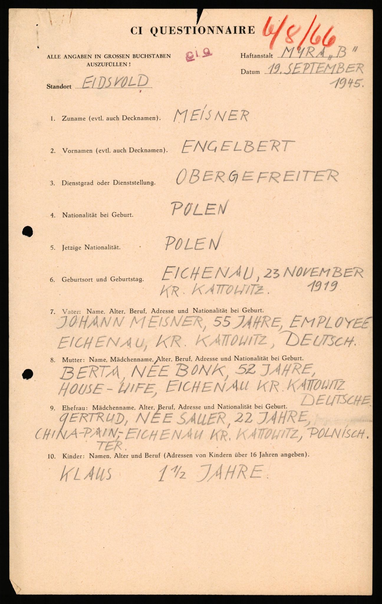 Forsvaret, Forsvarets overkommando II, AV/RA-RAFA-3915/D/Db/L0041: CI Questionaires.  Diverse nasjonaliteter., 1945-1946, p. 64