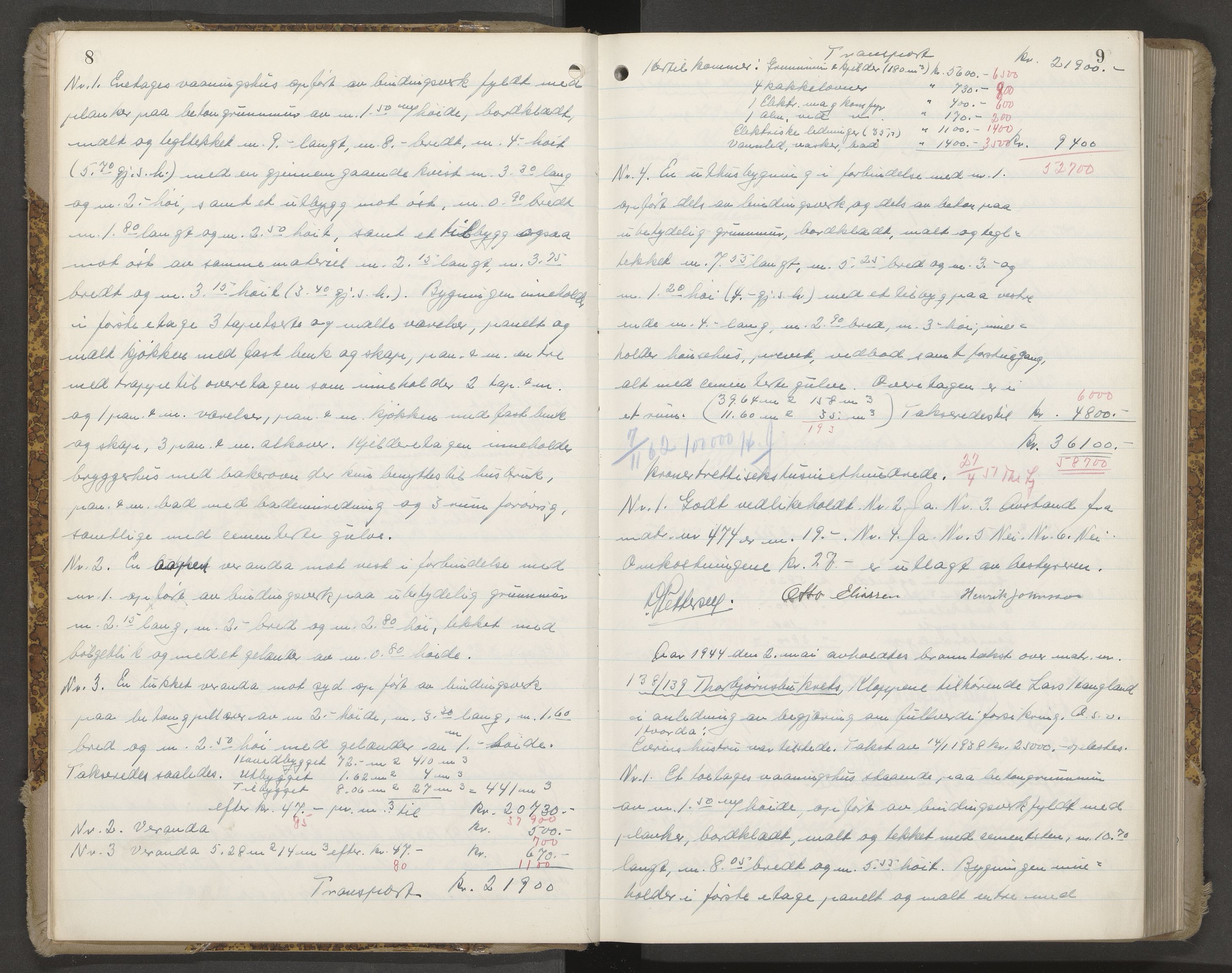 Norges Brannkasse Arendal, AV/SAK-2241-0002/F/Fa/L0035: Branntakstprotokoll nr. 33 med matrikkelnummerregister, 1944-1949