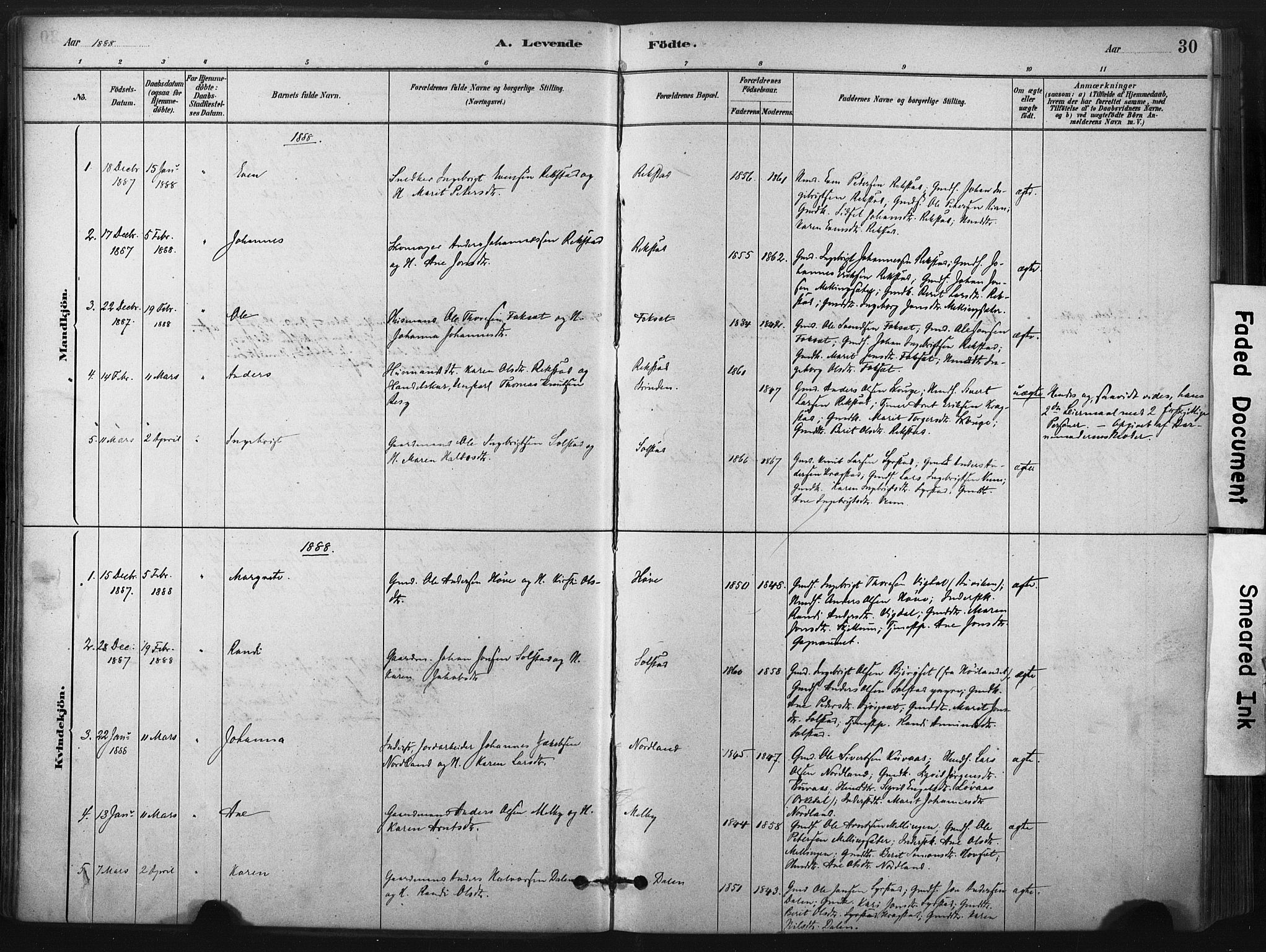 Ministerialprotokoller, klokkerbøker og fødselsregistre - Sør-Trøndelag, SAT/A-1456/667/L0795: Parish register (official) no. 667A03, 1879-1907, p. 30