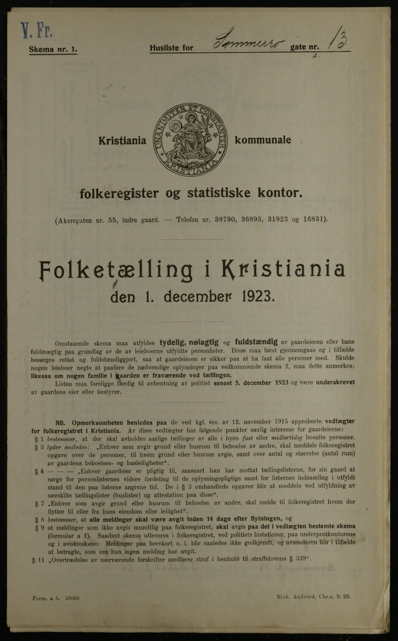 OBA, Municipal Census 1923 for Kristiania, 1923, p. 109848